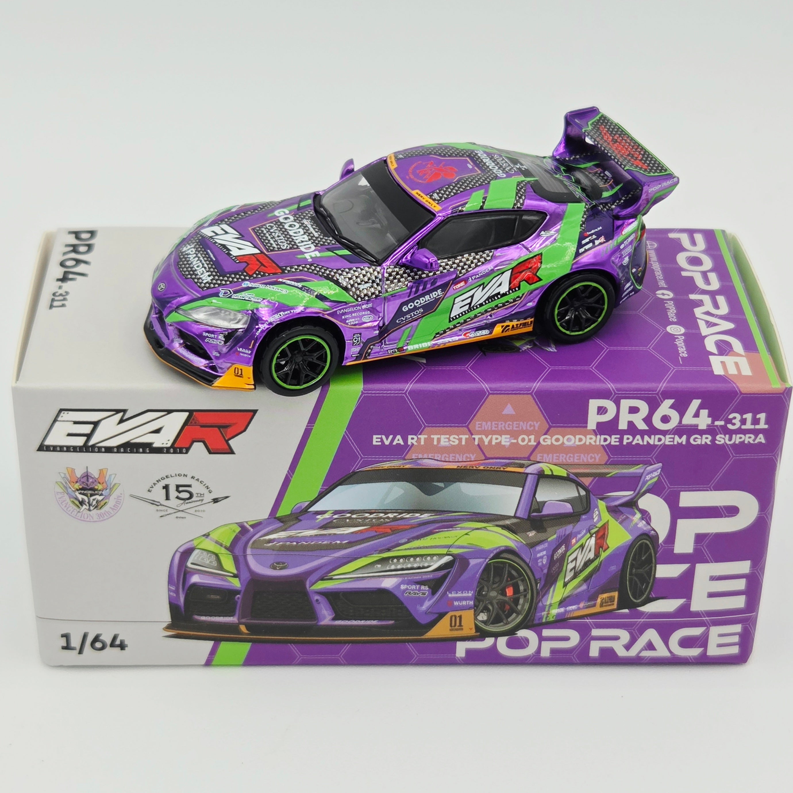 Pop Race Toyota GR Supra EVA RT Test Type-01 Goodride Pandem - 1:64 (2