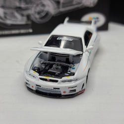 Kaido House x Mini GT Nissan Skyline GT-R (R33) GReddy GR33 V1 - 1:64, White (2024 Limited Edition)