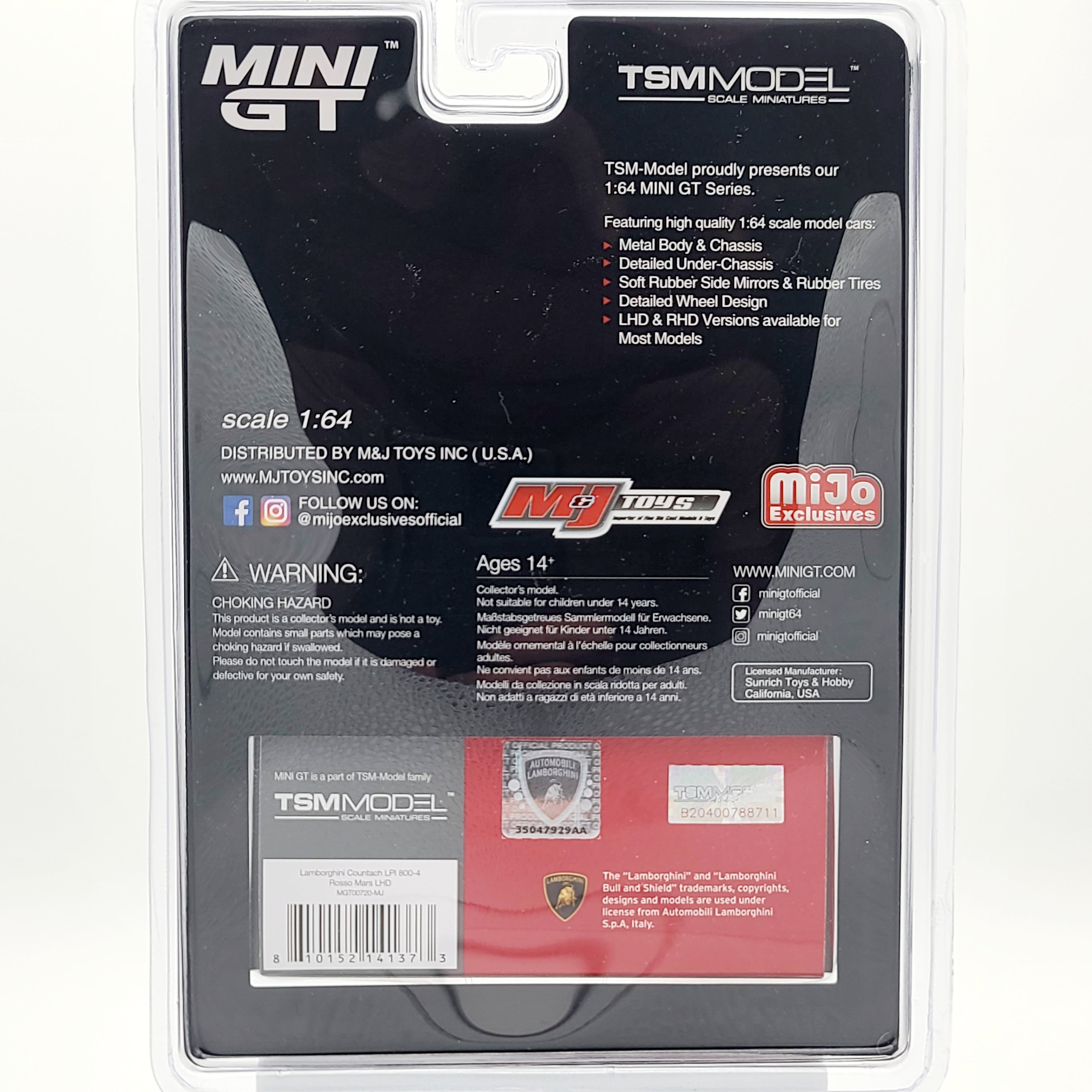 Mini GT Lamborghini Countach LPI 800-4 - 1:64 scale, Rosso Mars LHD (2024 MIJO Exclusives - Limited Edition 1 of 5400)