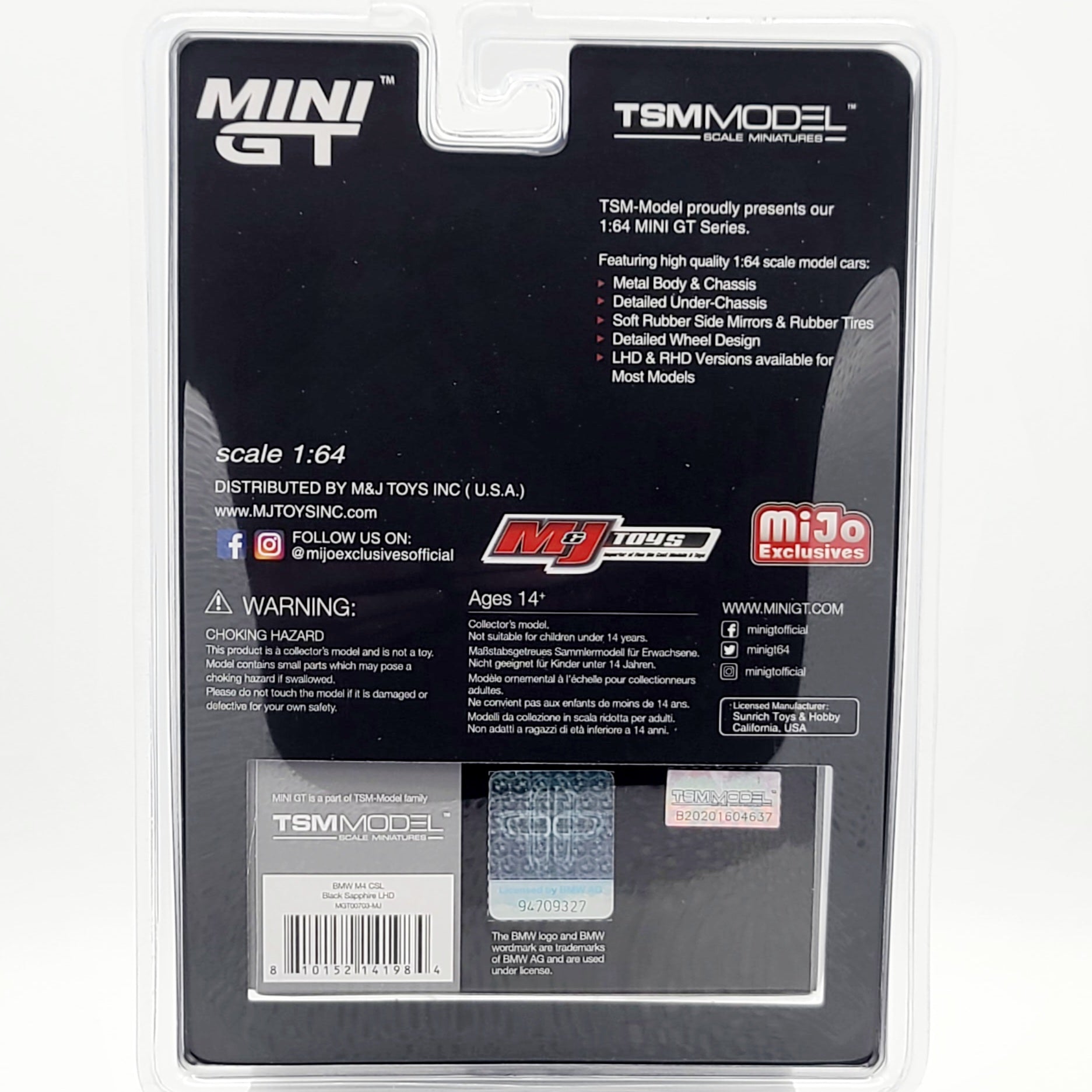 Mini GT BMW M4 CSL - 1:64, Black Sapphire (2024 MIJO Exclusives - Limited Edition 1 of 2760)
