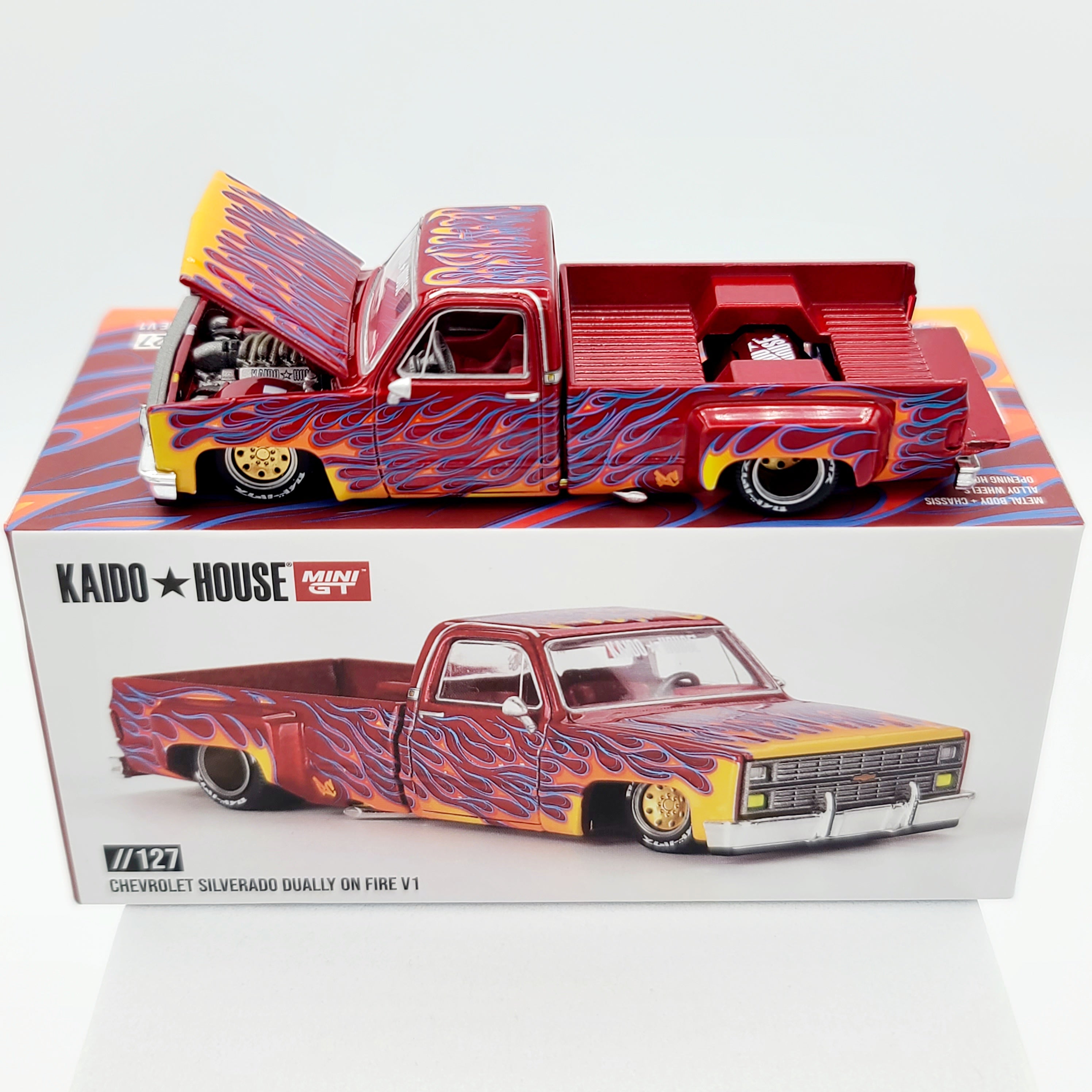 Kaido House x Mini GT '83 Chevrolet Silverado Dually On Fire