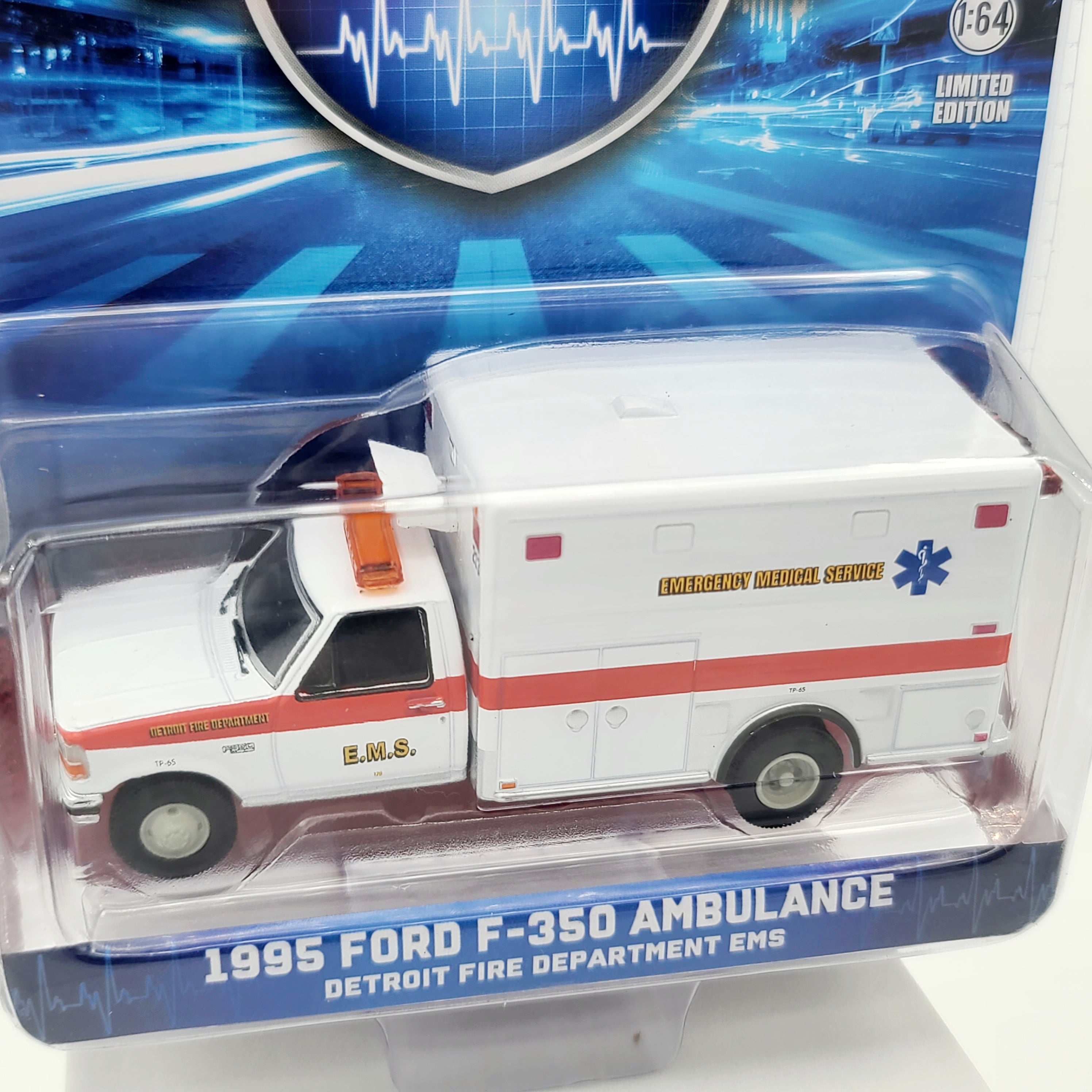 GreenLight '95 Ford F-350 Ambulance "Detroit Fire Department EMS" - 1:64 scale (2024 Hobby Exclusive)