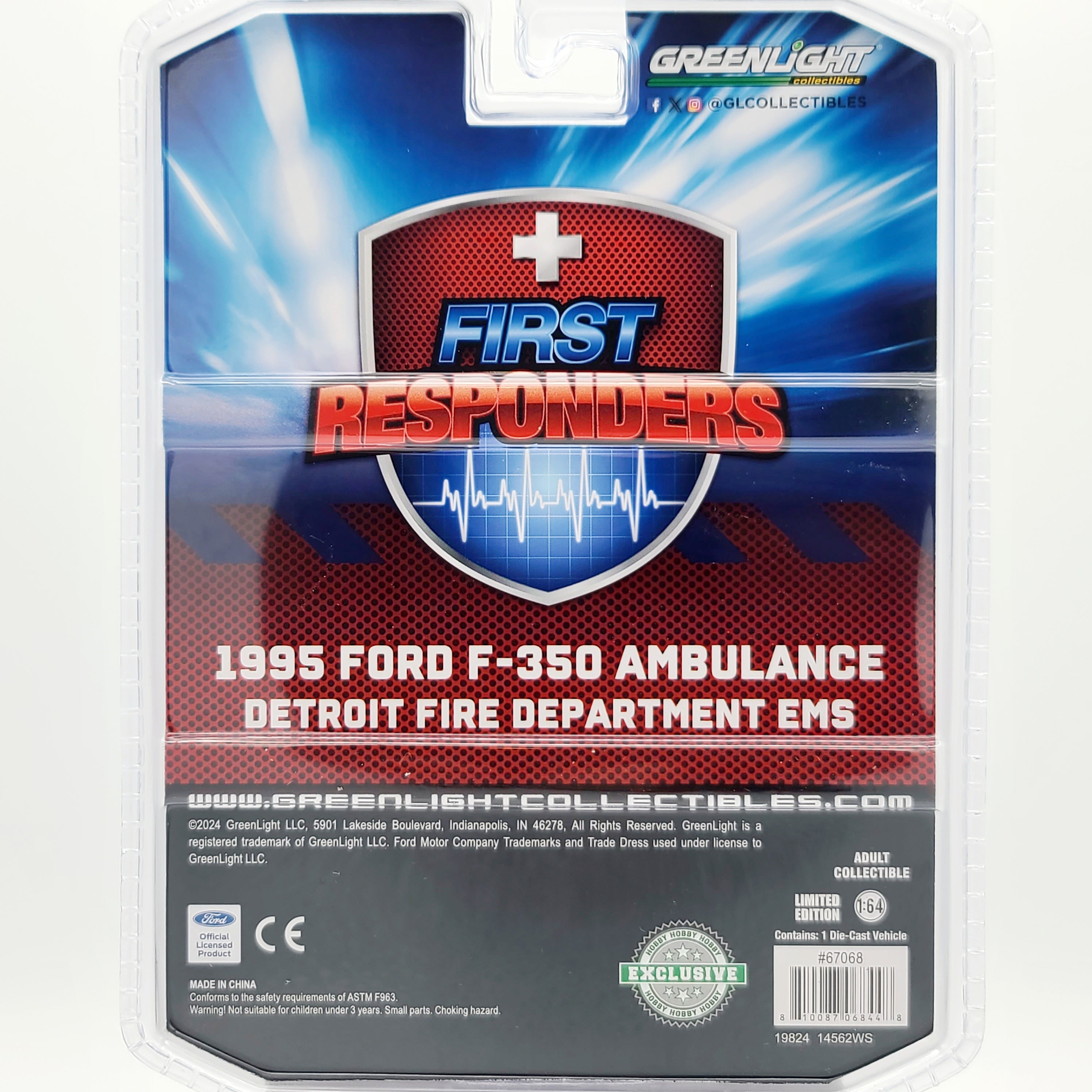 GreenLight '95 Ford F-350 Ambulance "Detroit Fire Department EMS" - 1:64 scale (2024 Hobby Exclusive)
