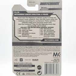 Matchbox Mitsubishi Lancer Evolution X Police (2012 MBX Basic - Highway)