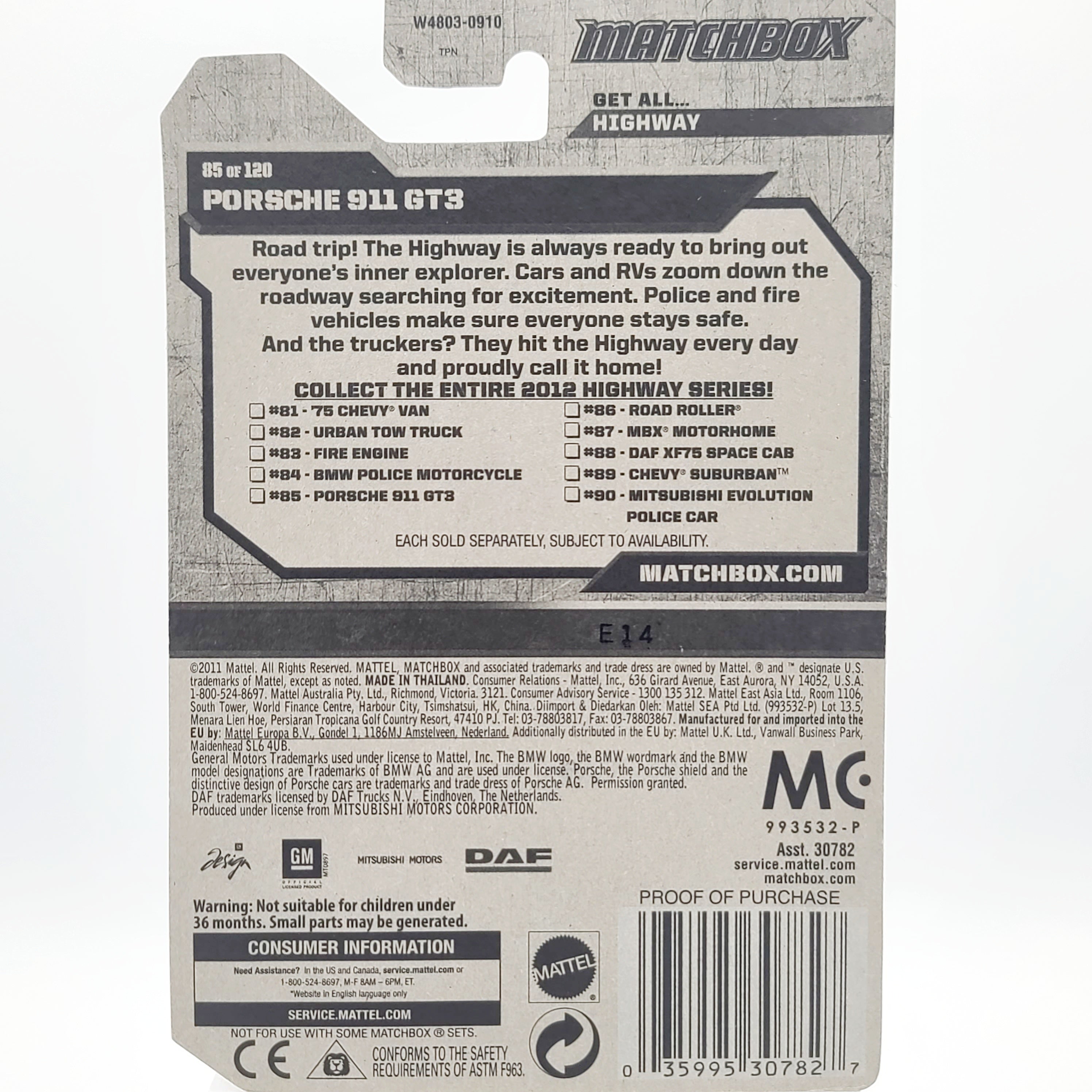 Matchbox Porsche 911 GT3 (2012 MBX Basic - Highway)