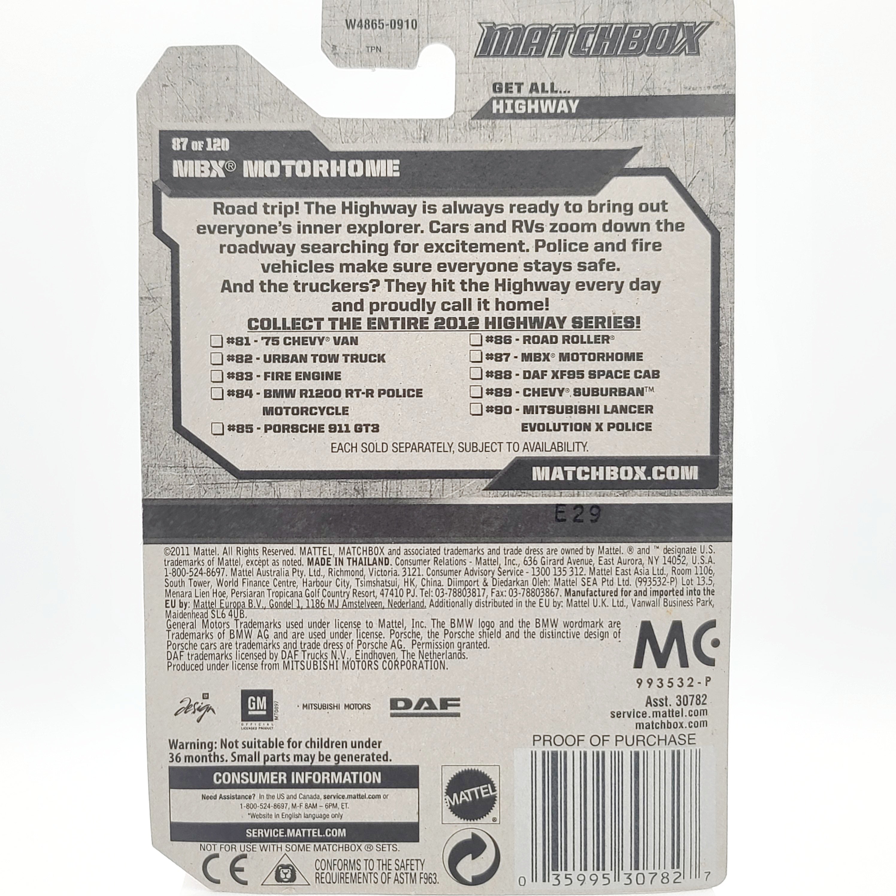 Matchbox MBX Motor Home / RV Camper Truck "World Tour" (2012 MBX Basic - Highway)