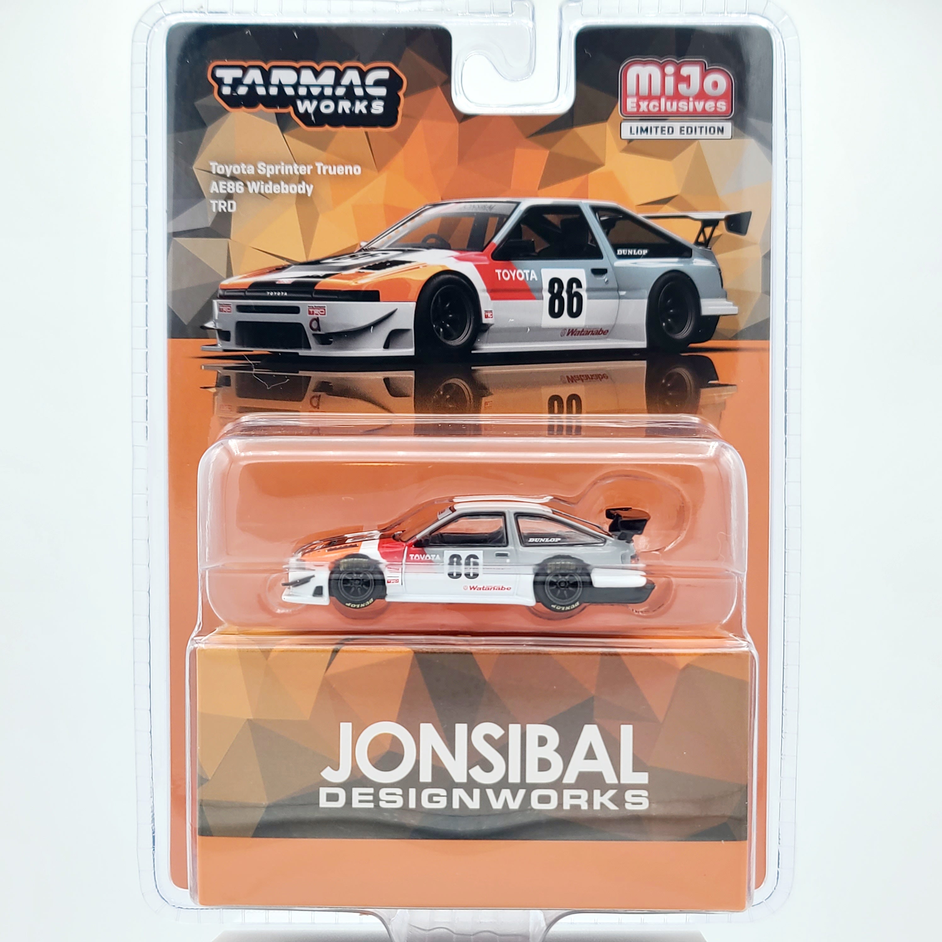 Tarmac Works Toyota Sprinter Trueno AE86 Widebody TRO - 1:64 scale, Jonsibal Designworks (2024 MiJo Exclusives - Limited Edition)