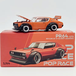 Pop Race Nissan Skyline GT-R V8 Drift Kenmeri - 1:64 scale, Orange (2025 Limited Edition)