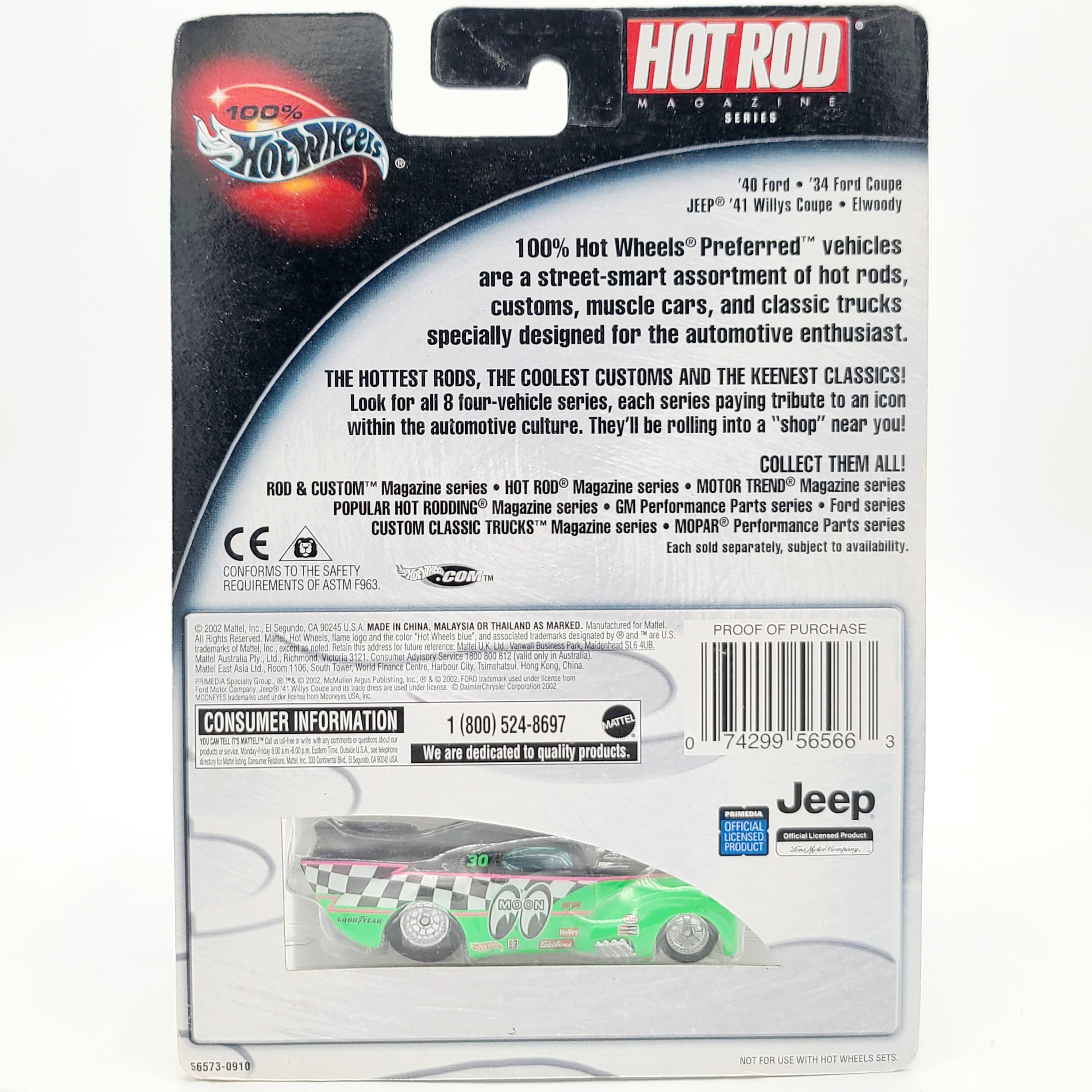 Hot Wheels '41 Jeep Willys Coupe "Moon Eyes" (2002 Hot Rod Magazine - 100% Hot Wheels)