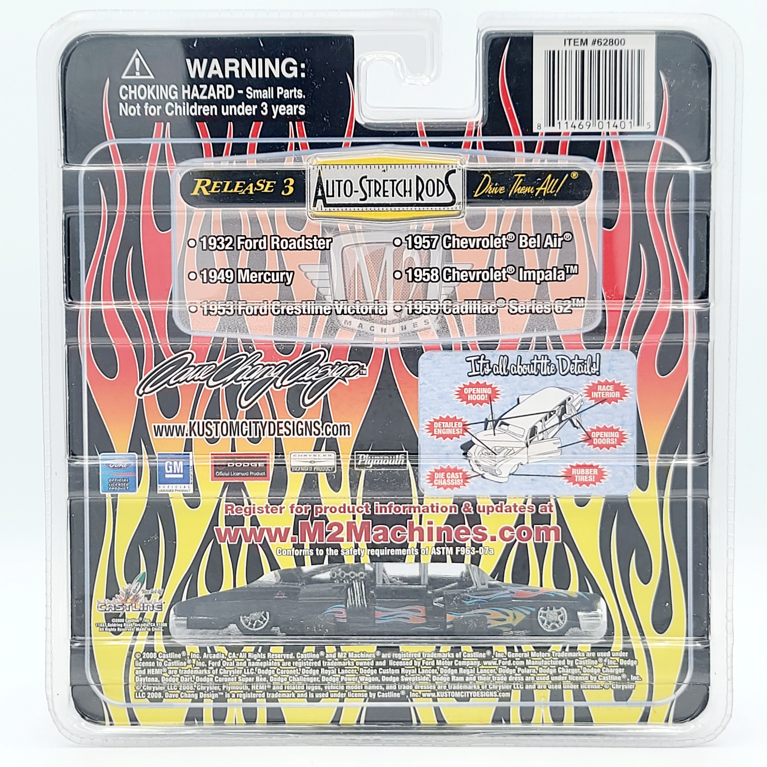 M2 Machines '58 Chevrolet Impala Limo - 1:64, Black (2008 Auto Stretch Rods - Dave Chang Design REL.3)