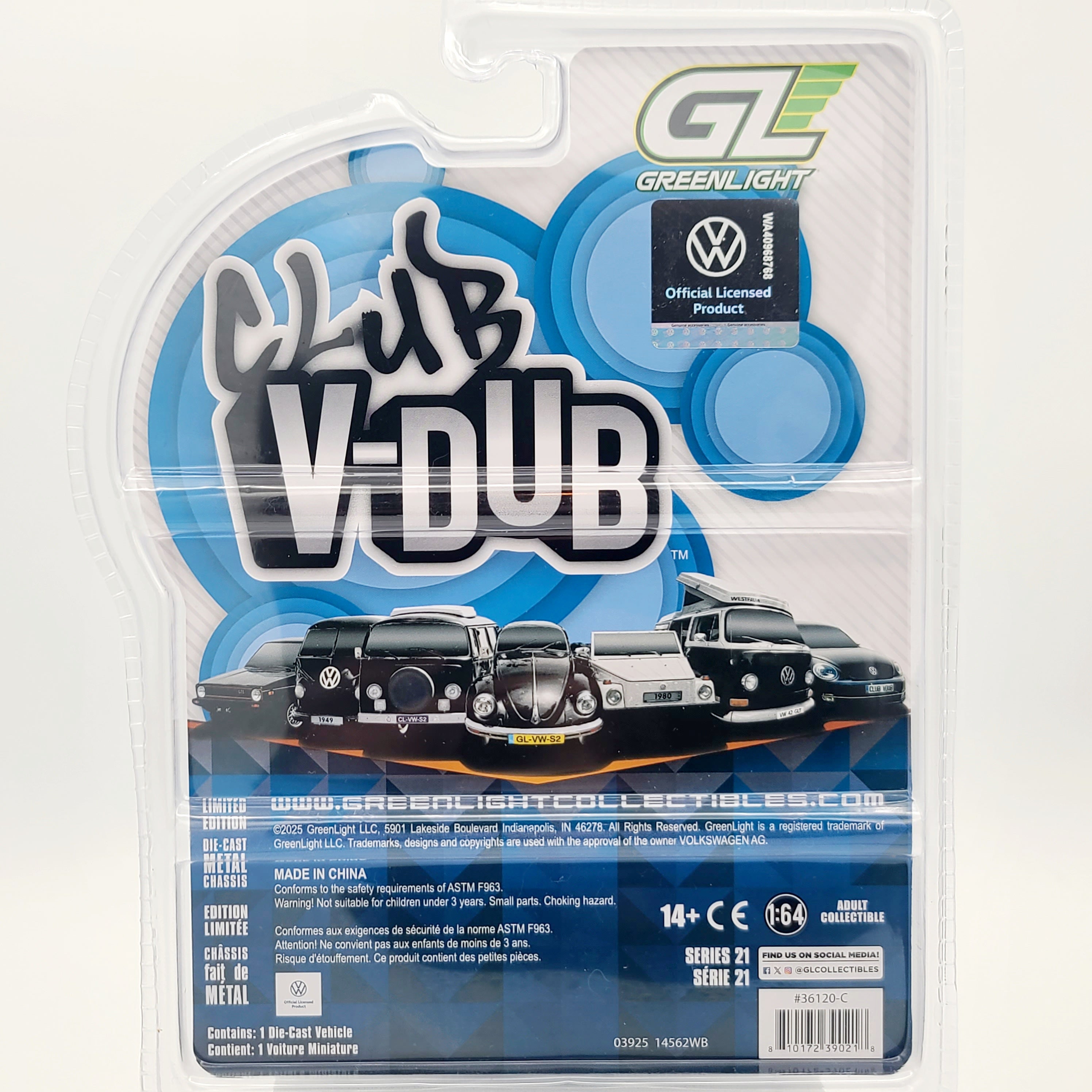 GreenLight - CHASE - '75 Volkswagen Rabbit - 1:64, Harlequin Tribute (2025 Club V-Dub Series 21)
