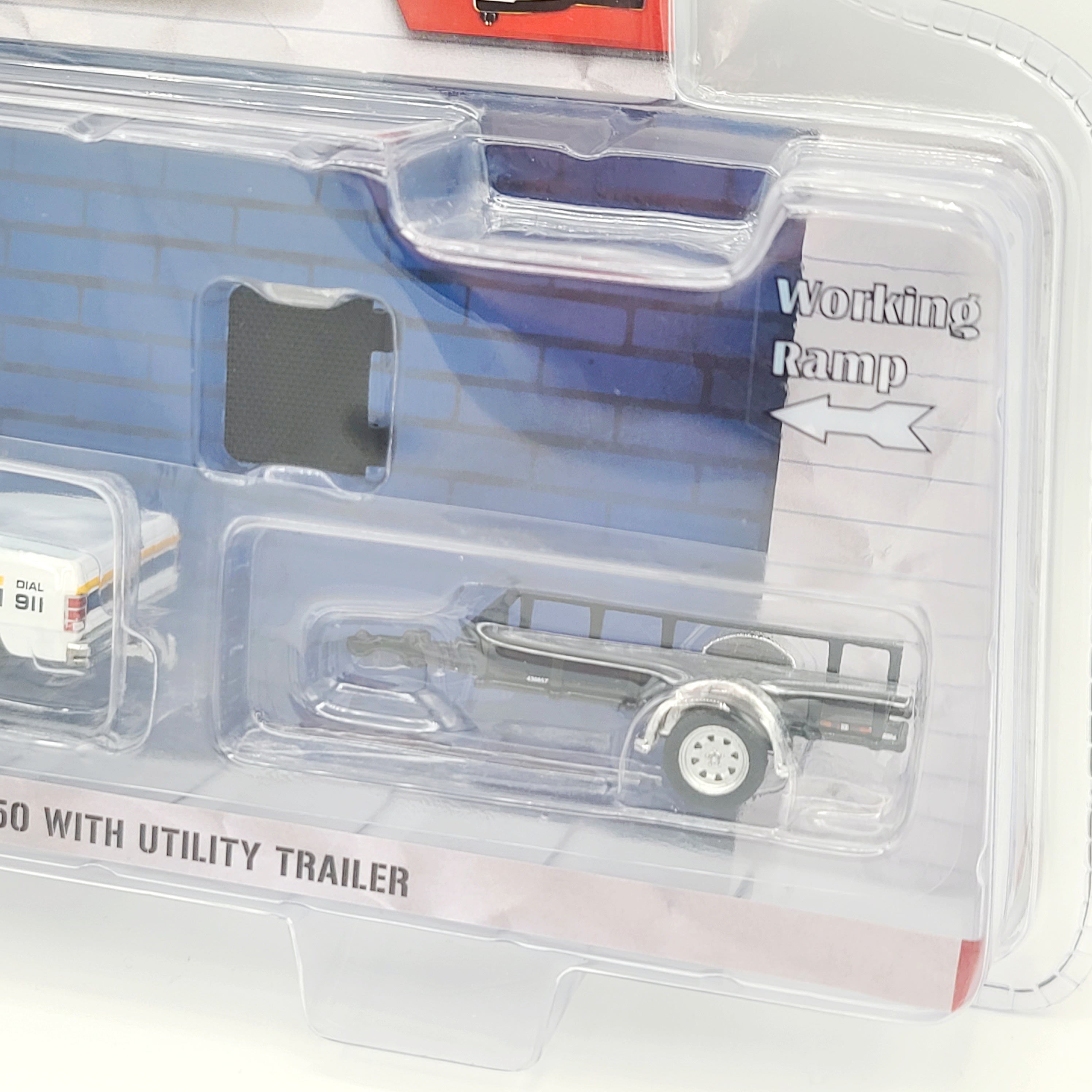 GreenLight '90 Dodge Ram D250 / Utility Trailer - 1:64, Philadelphia Police (2025 Hot Pursuit Hitch & Tow Series 1)