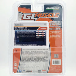GreenLight '69 Plymouth GTX w/ Trading Card - 1:64, Blue Fire (2015 GL Muscle Series 13)