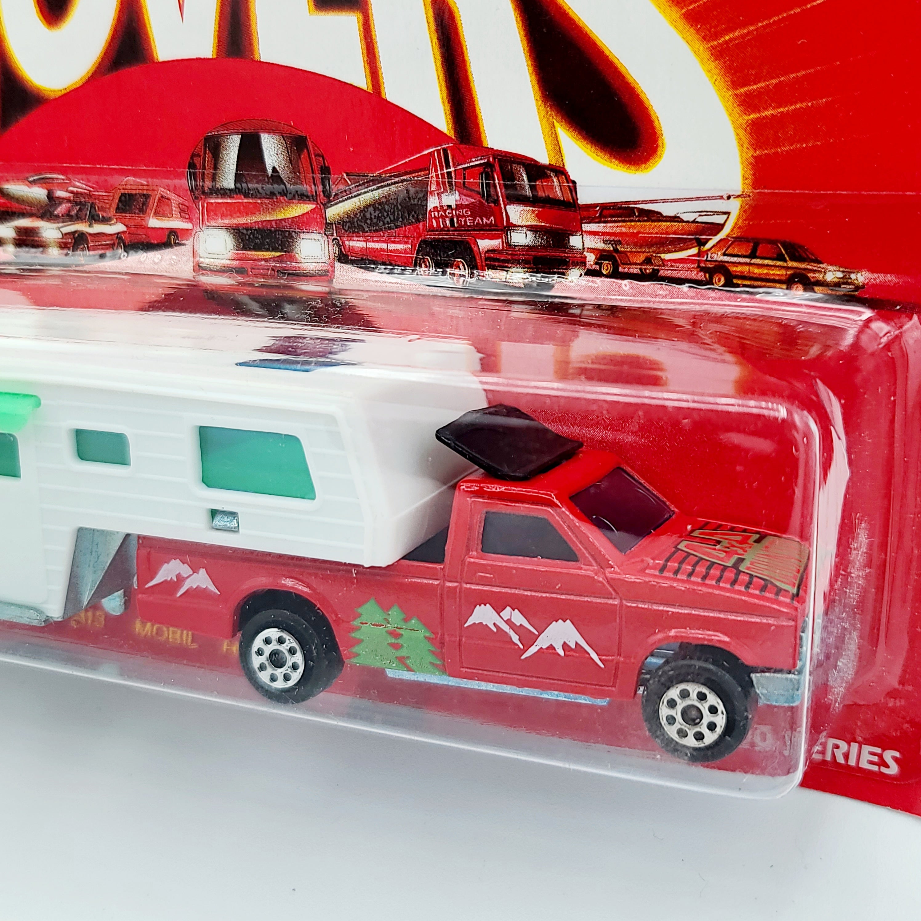 Majorette Deluxe Camping Car RV, 5th Wheel Trailer w/ Pull out Awning  #313, Red (1990 Movers 300 Series)