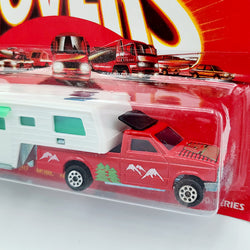 Majorette Deluxe Camping Car RV, 5th Wheel Trailer w/ Pull out Awning  #313, Red (1990 Movers 300 Series)