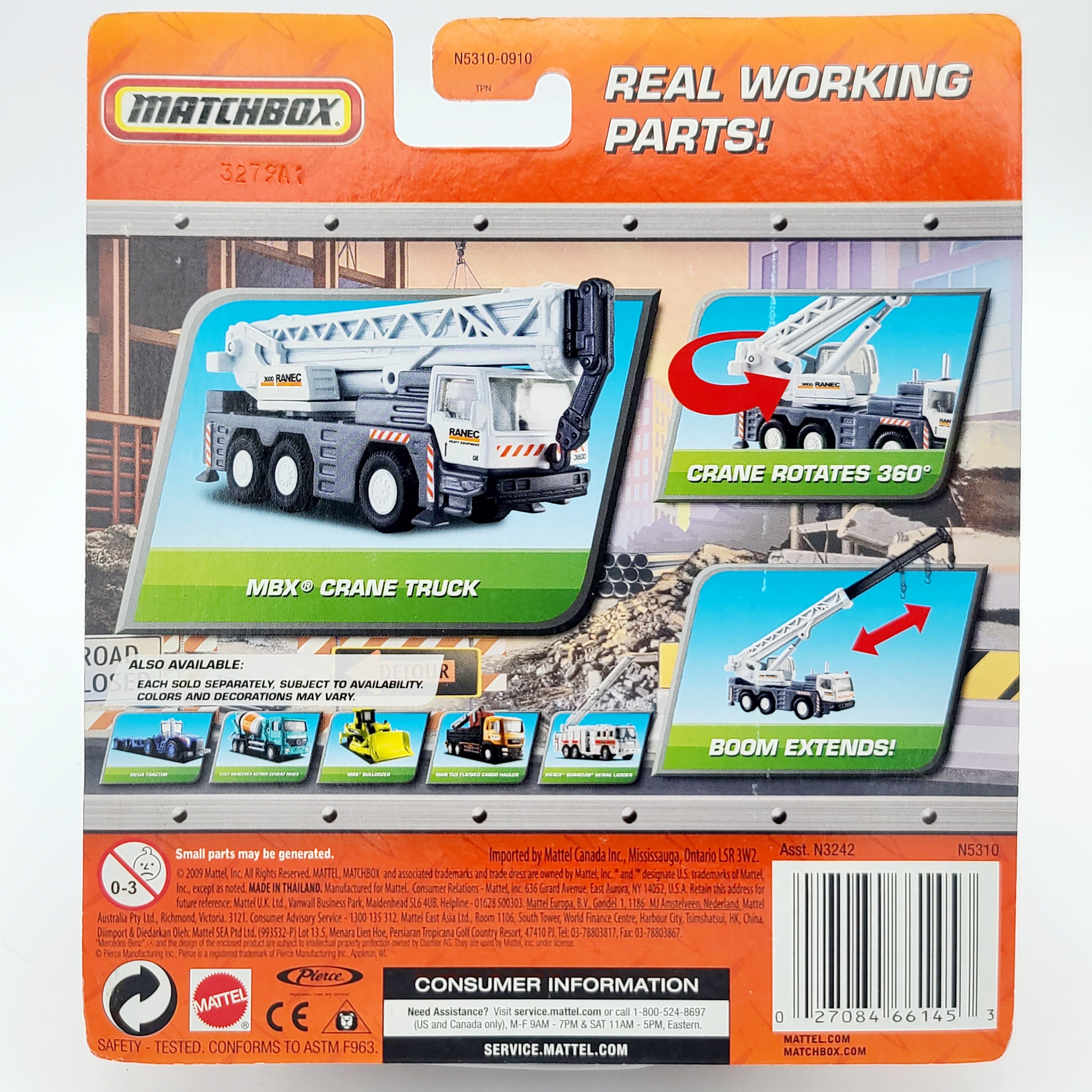 Matchbox MBX Crane Truck "RANEC" (2009 Working Rigs)