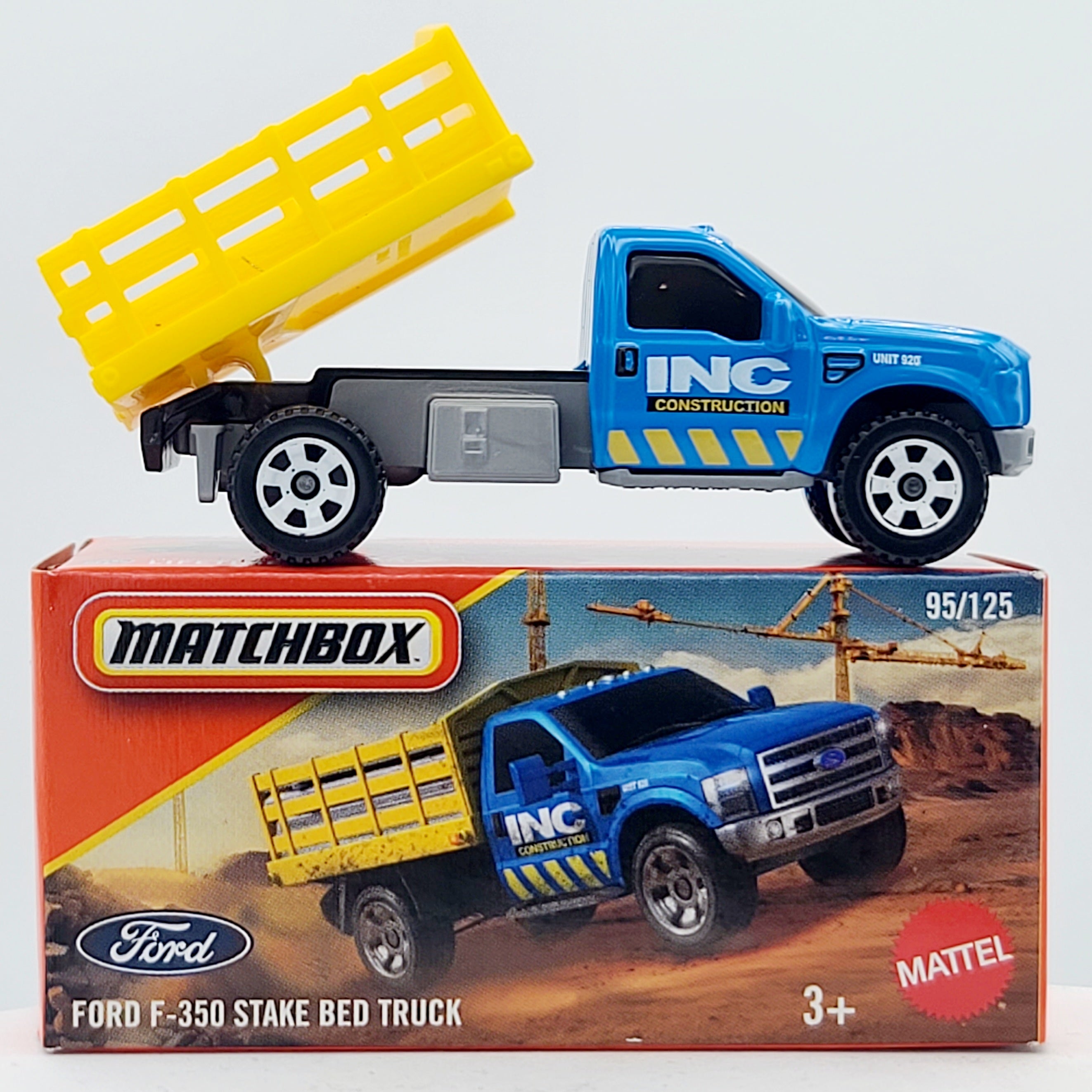 Matchbox Ford F-350 Stake Bed Truck "INC Construction" (2025 Mix 6 F Basic - Power Grabs)