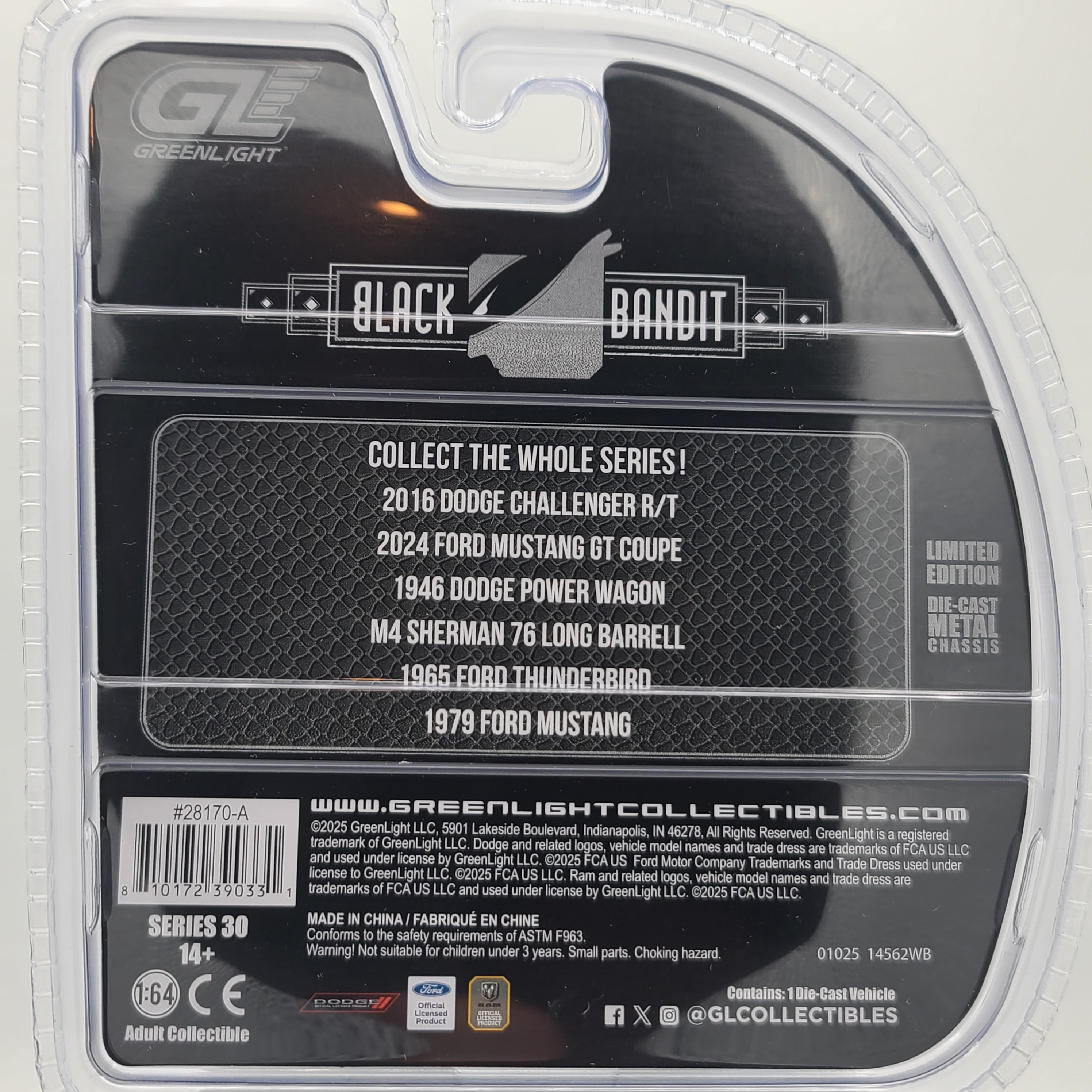 GreenLight - CHASE, RAW - '16 Dodge Challenger R-T Hemi - 1:64 (2025 Black Bandit Series 30)