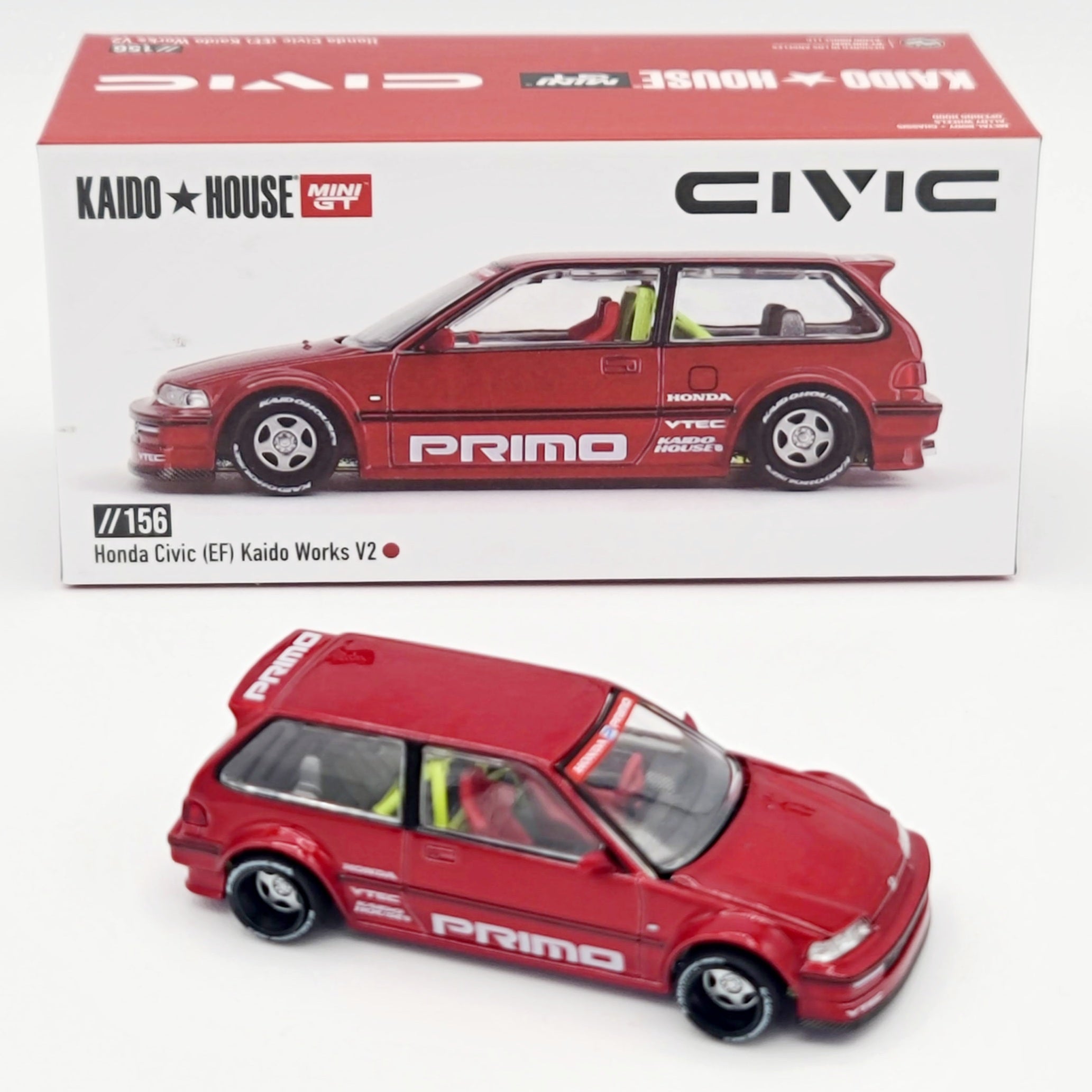 Kaido House x Mini GT Honda Civic EF Kaido Works V2 - 1:64, Red (2025 Limited Edition)