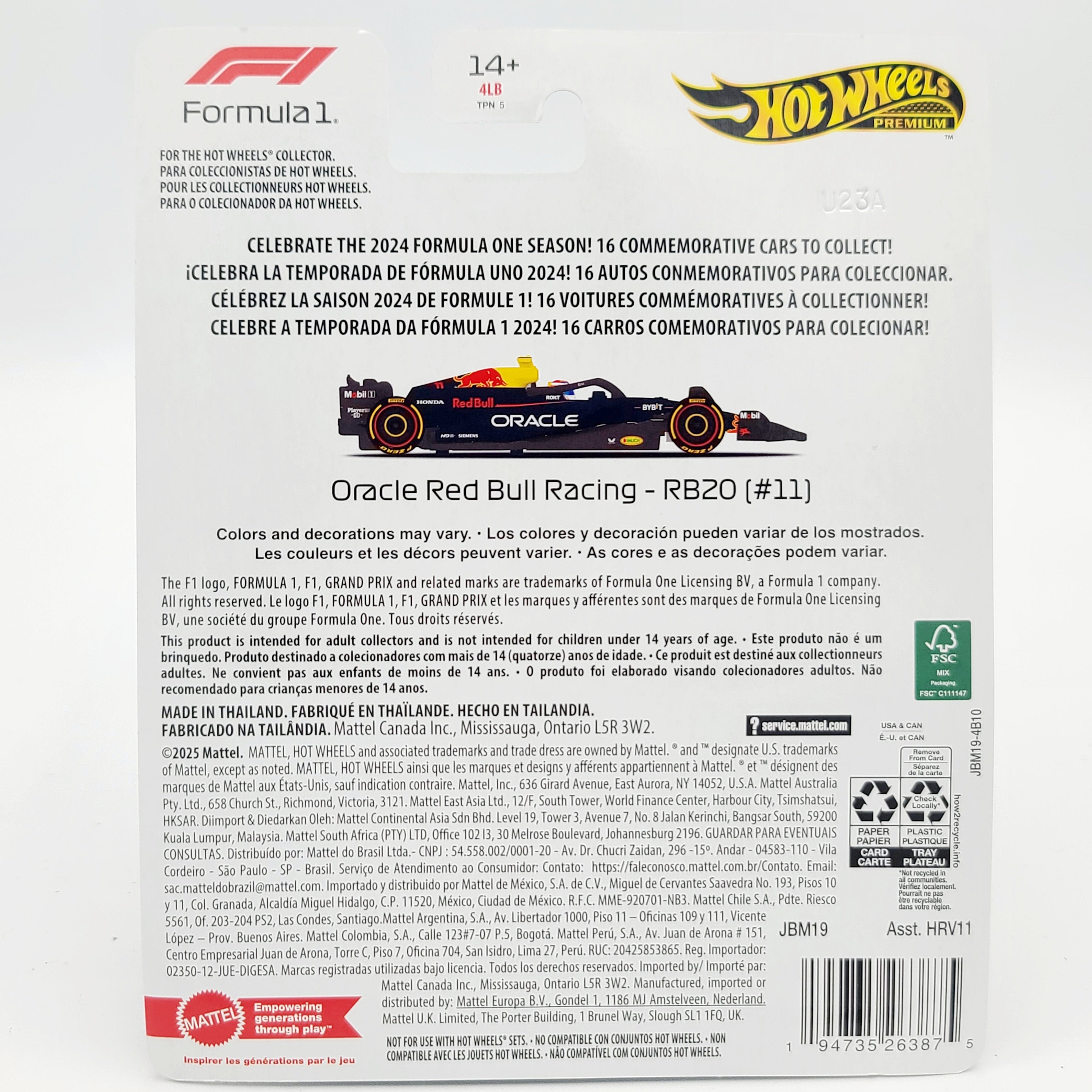 Hot Wheels Oracle Red Bull Racing F1 - RB20 2024 #11 Sergio Perez (2025 Premium Formula 1 - Mix 1)
