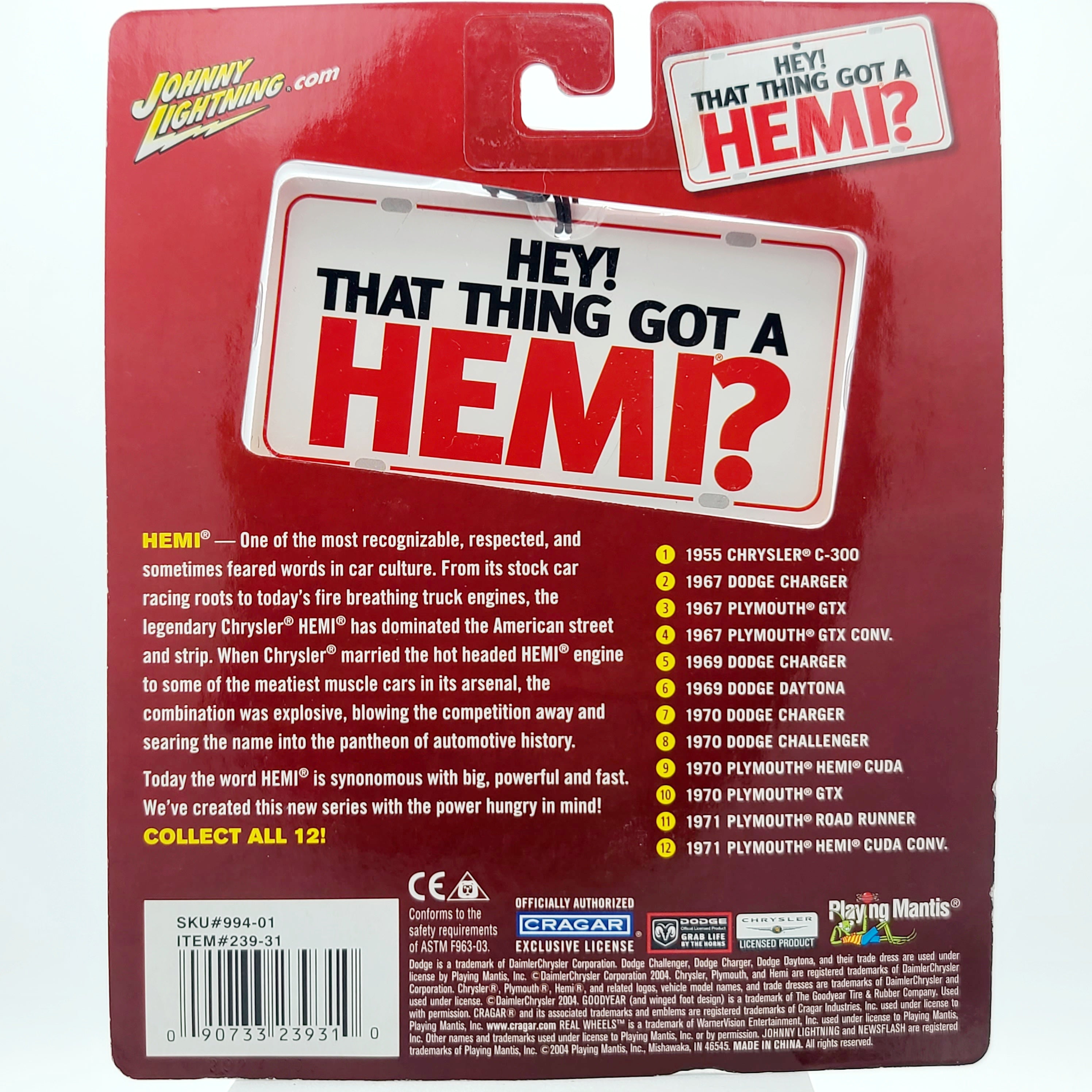 Johnny Lightning '69 Dodge Charger - 1:64 (2004 That Thing Got a Hemi? Sweet)