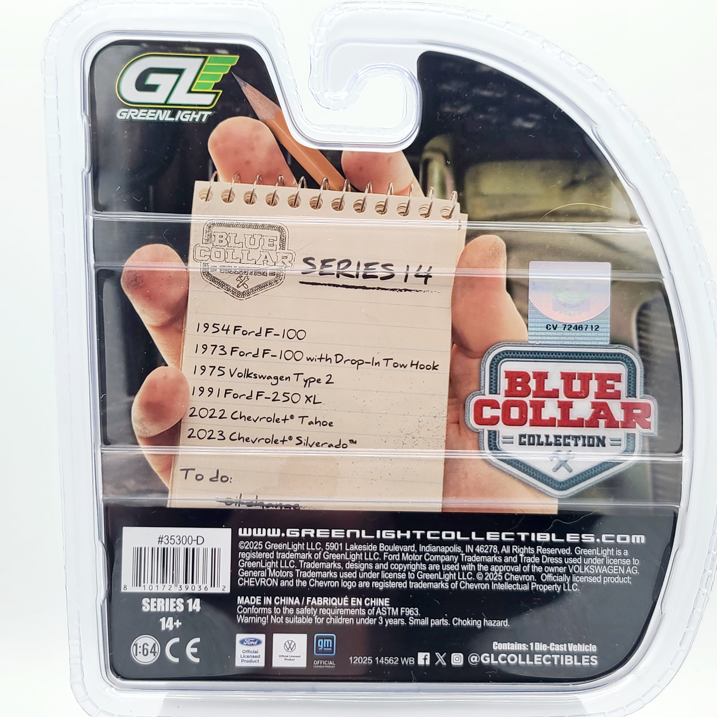 GreenLight - CHASE, GREEN CHROME - '91 Ford F-250 XL - 1:64, Chevron (2025 Blue Collar Series 14)