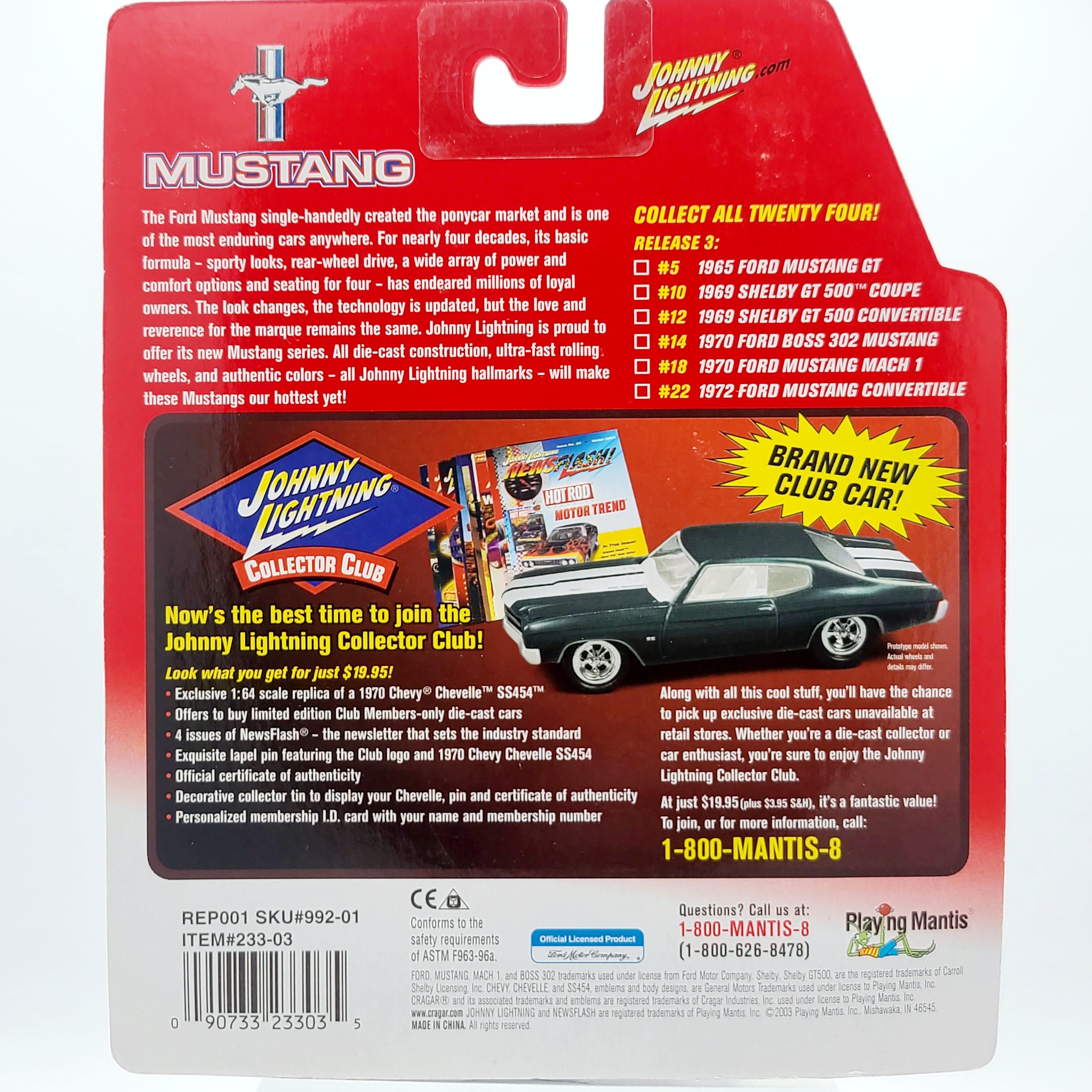 Johnny Lightning '69 Ford Mustang Shelby GT500 Coupe - 1:64 (2003 Mustang Series Release 3)