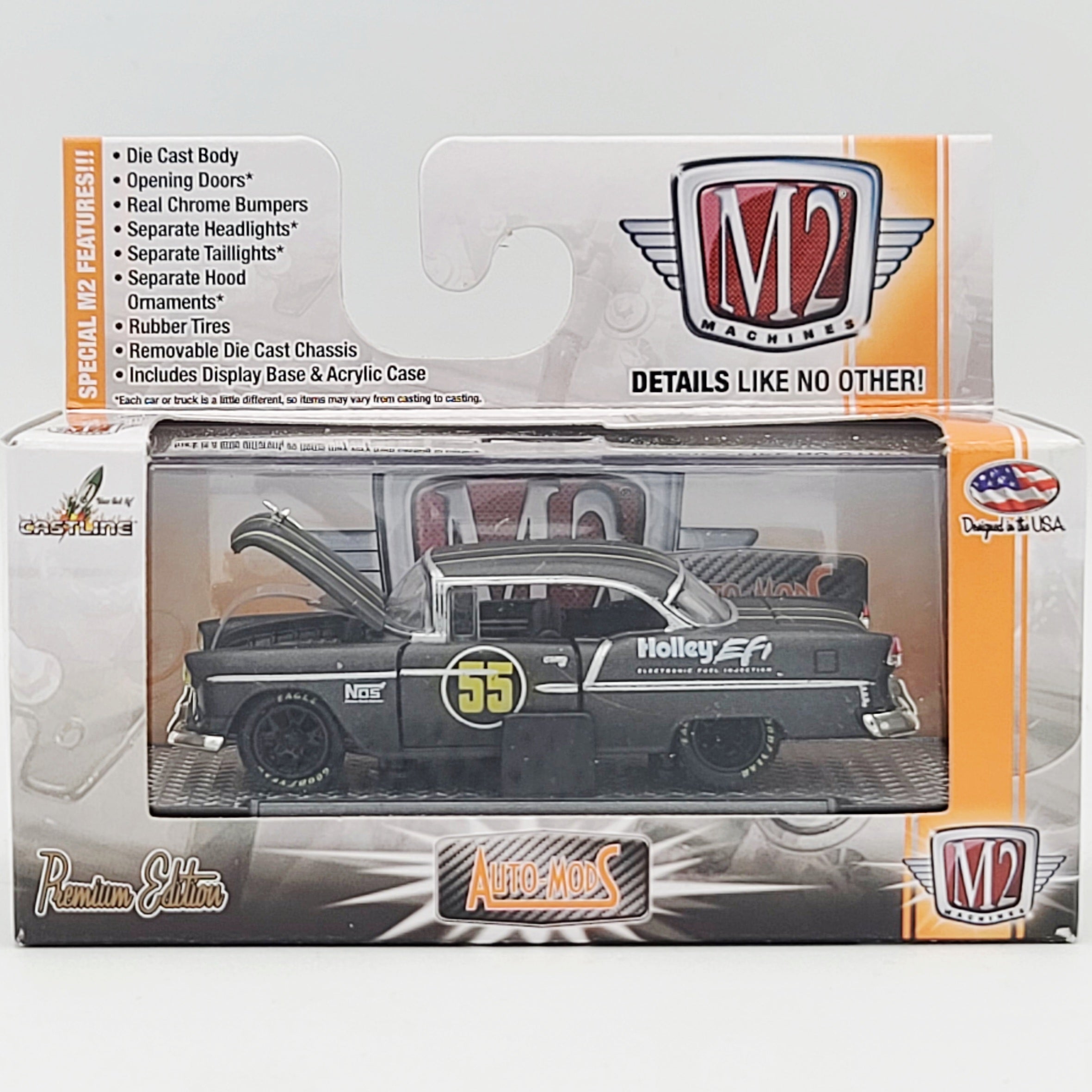 M2 Machines '55 Chevrolet Bel Air Hardtop Custom - 1:64, Black (2015 Auto-Mods Rel. 03)