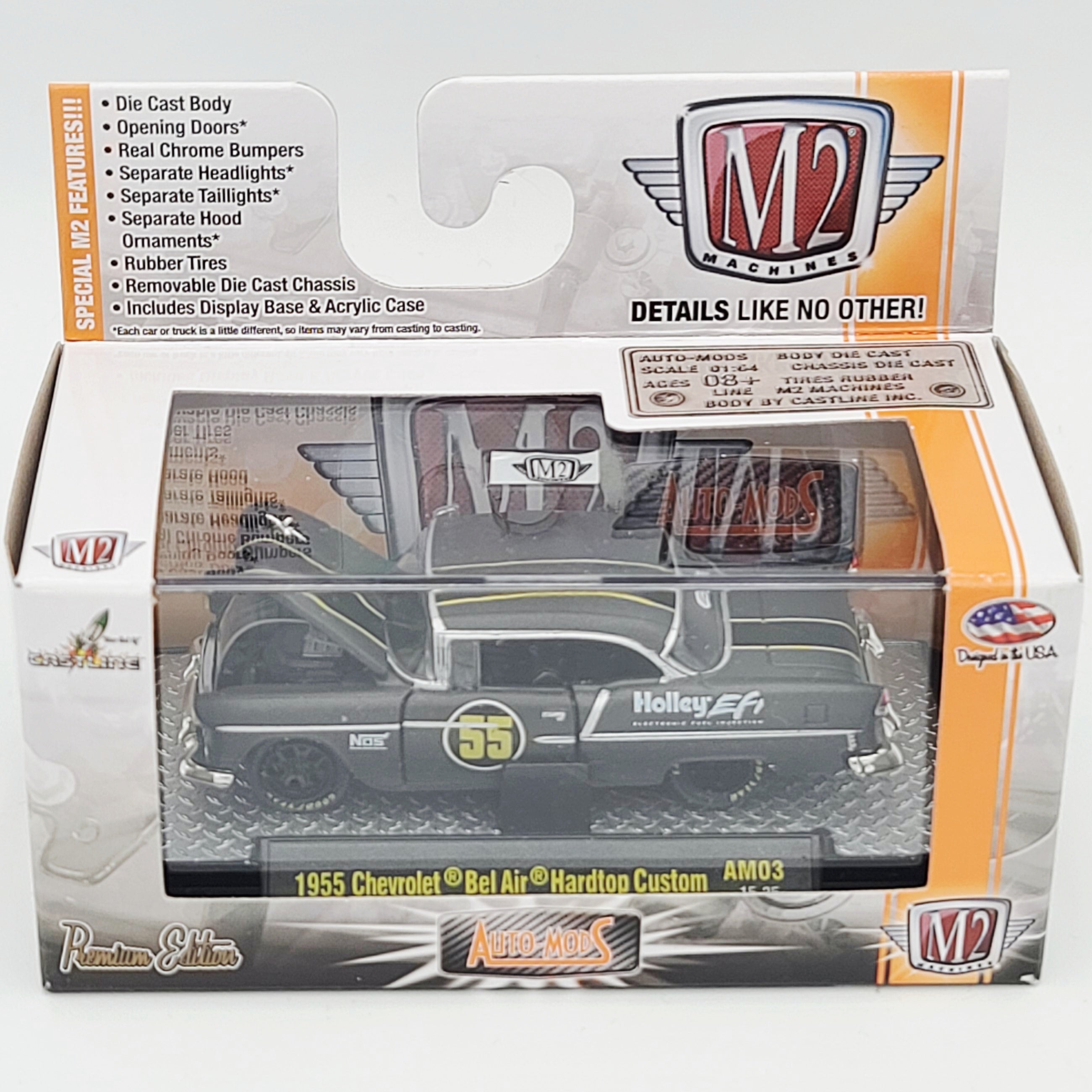 M2 Machines '55 Chevrolet Bel Air Hardtop Custom - 1:64, Black (2015 Auto-Mods Rel. 03)