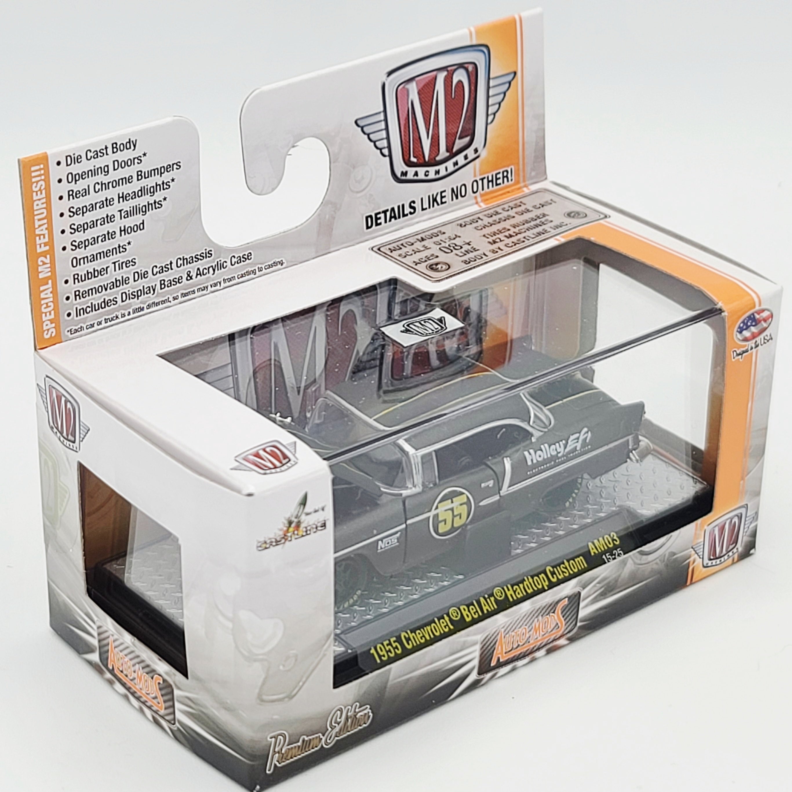 M2 Machines '55 Chevrolet Bel Air Hardtop Custom - 1:64, Black (2015 Auto-Mods Rel. 03)