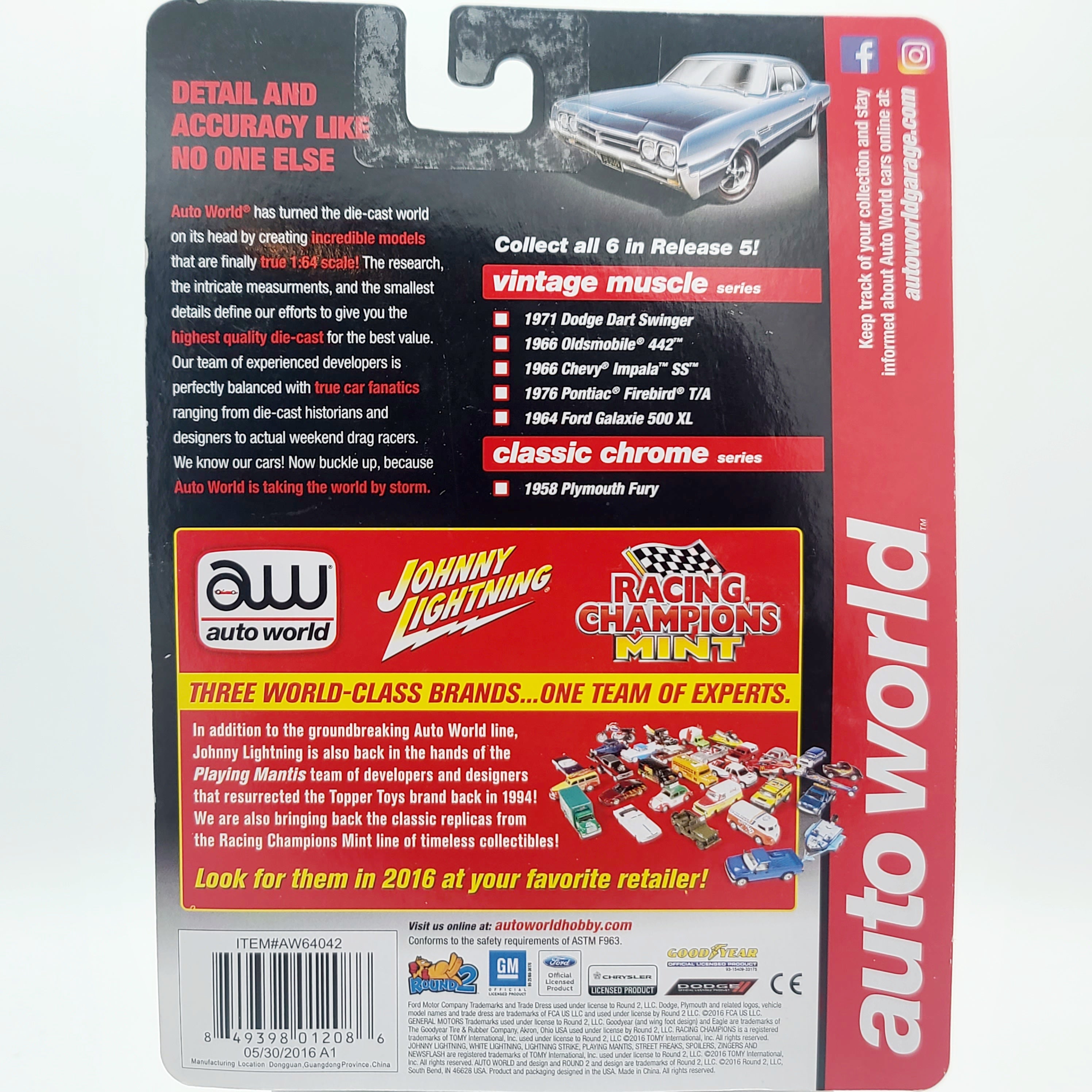 Auto World '58 Plymouth Fury - 1:64 (2016 Release 5 - Classic Chrome)