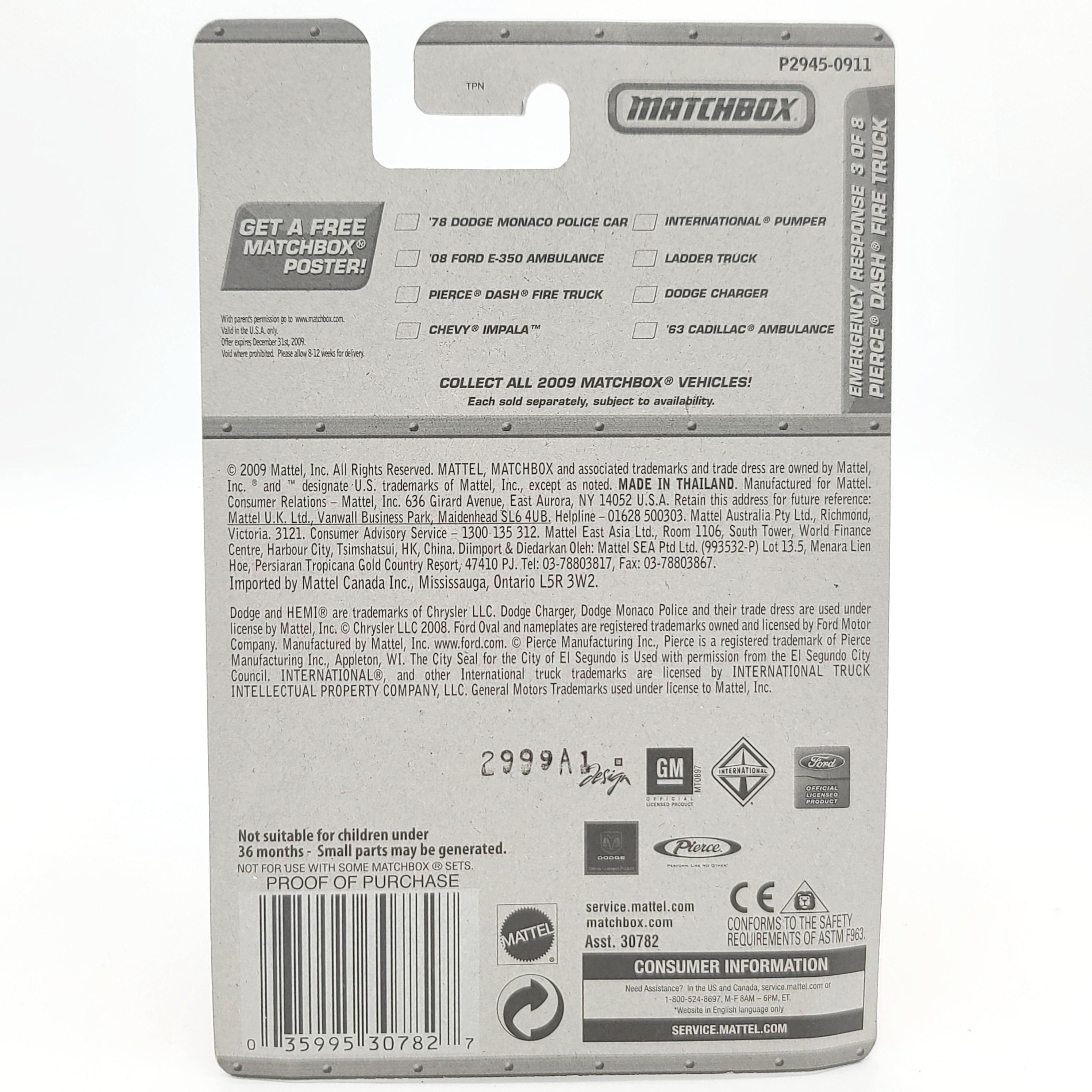 Matchbox Pierce Dash Fire Engine 