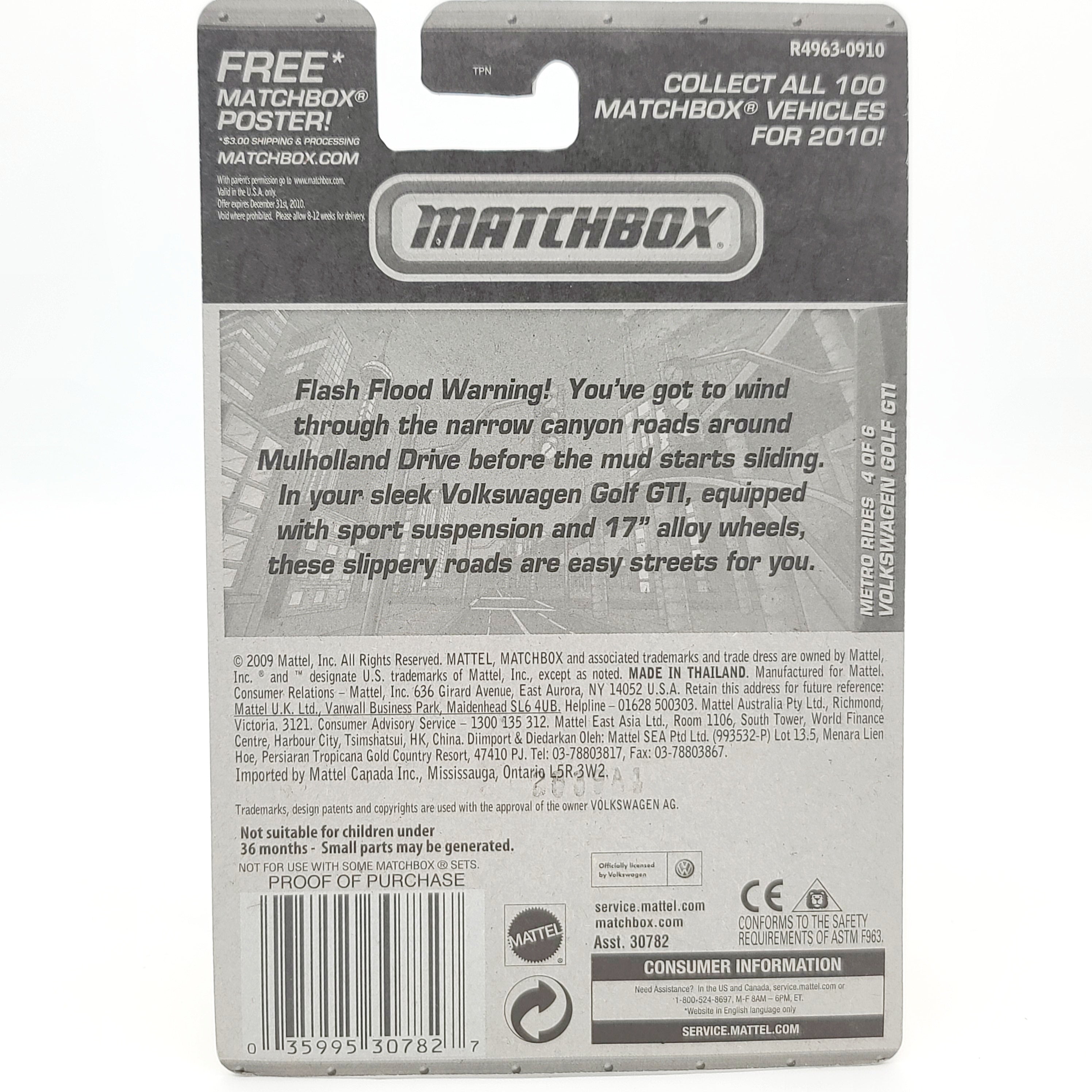 Matchbox Volkswagen Golf GTi (2009 MBX Basic - Metro Rides)