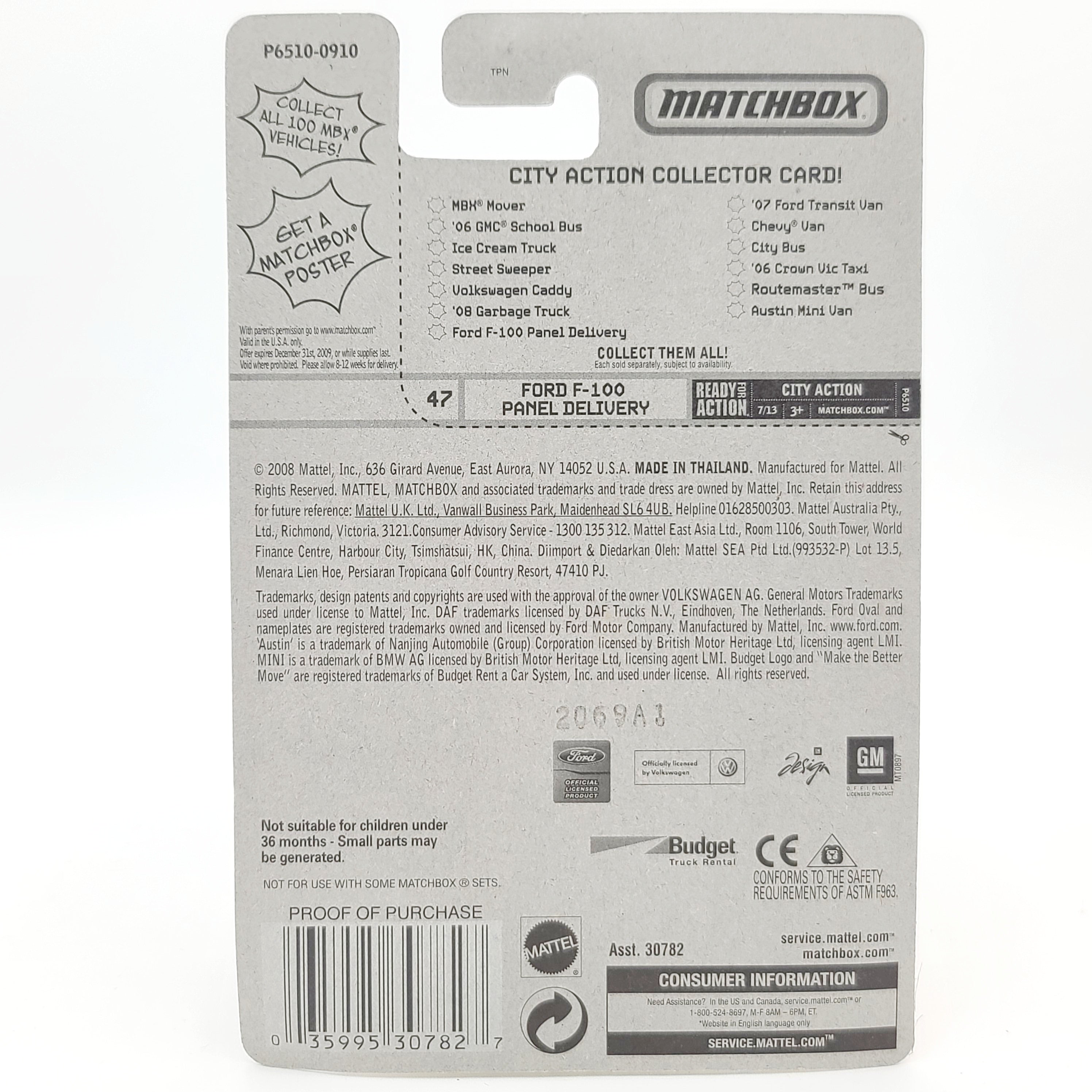 Matchbox '55 Ford F-100 Delivery Truck "Ice Cream Co" (2009 MBX Basic - City Action)