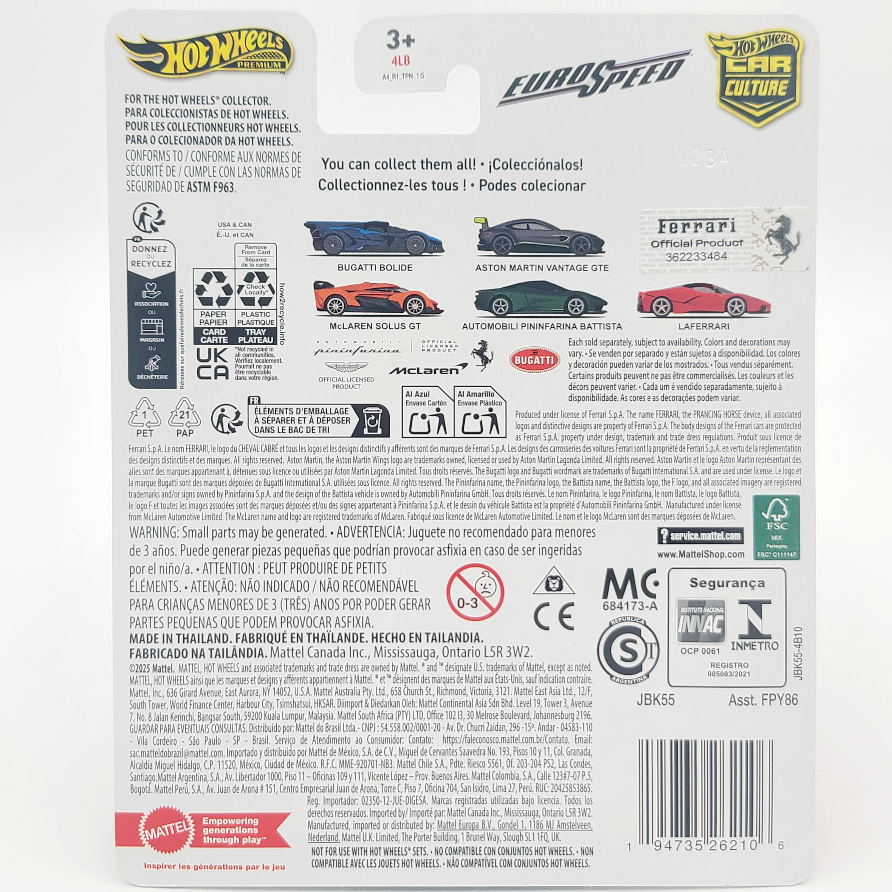 Hot Wheels - 2025 Car Culture Case L - Euro Speed w/ Chase (Set of 6 Cars)