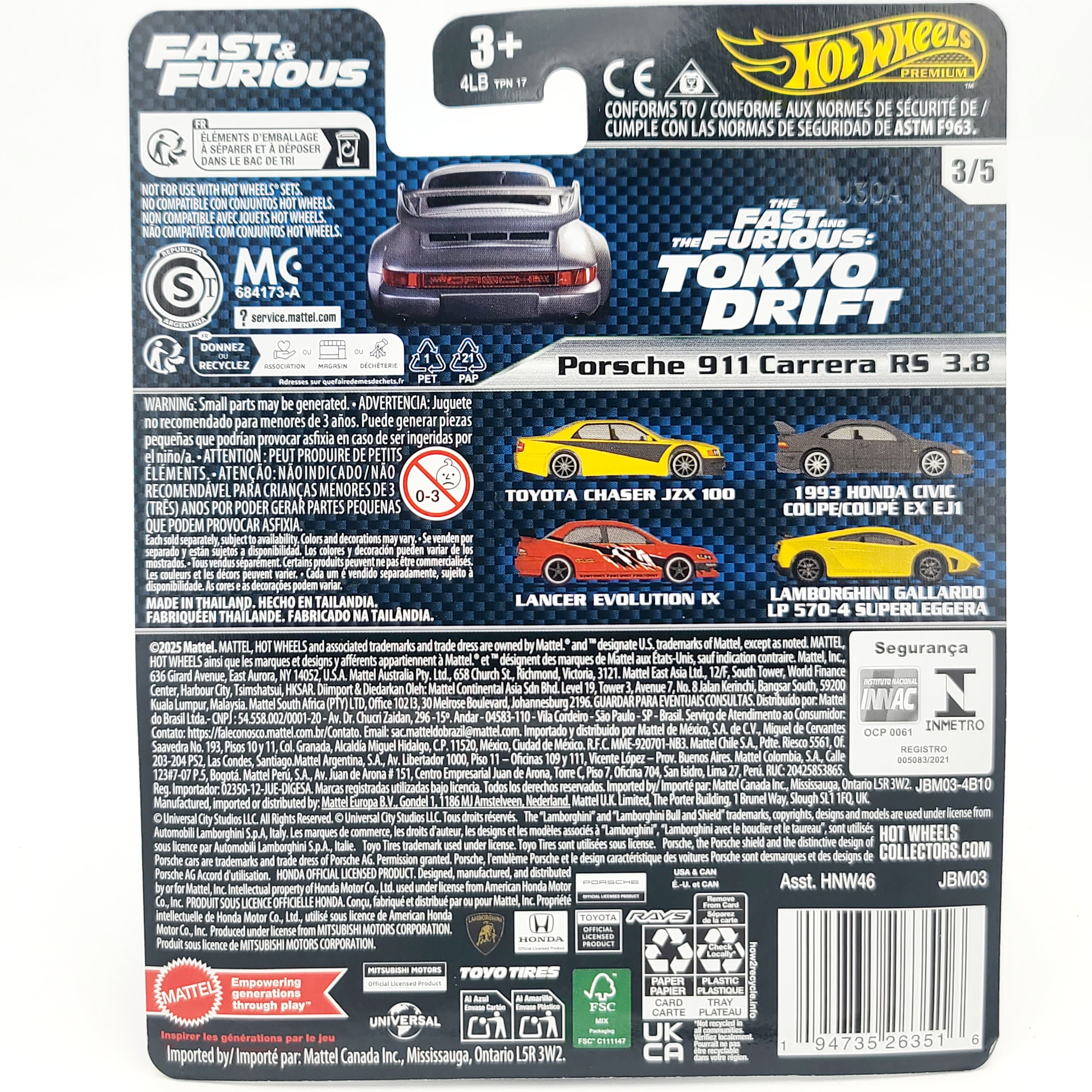 Hot Wheels Porsche 911 Carrera RS 3.8 (2025 Fast & Furious Case M - Car Culture)