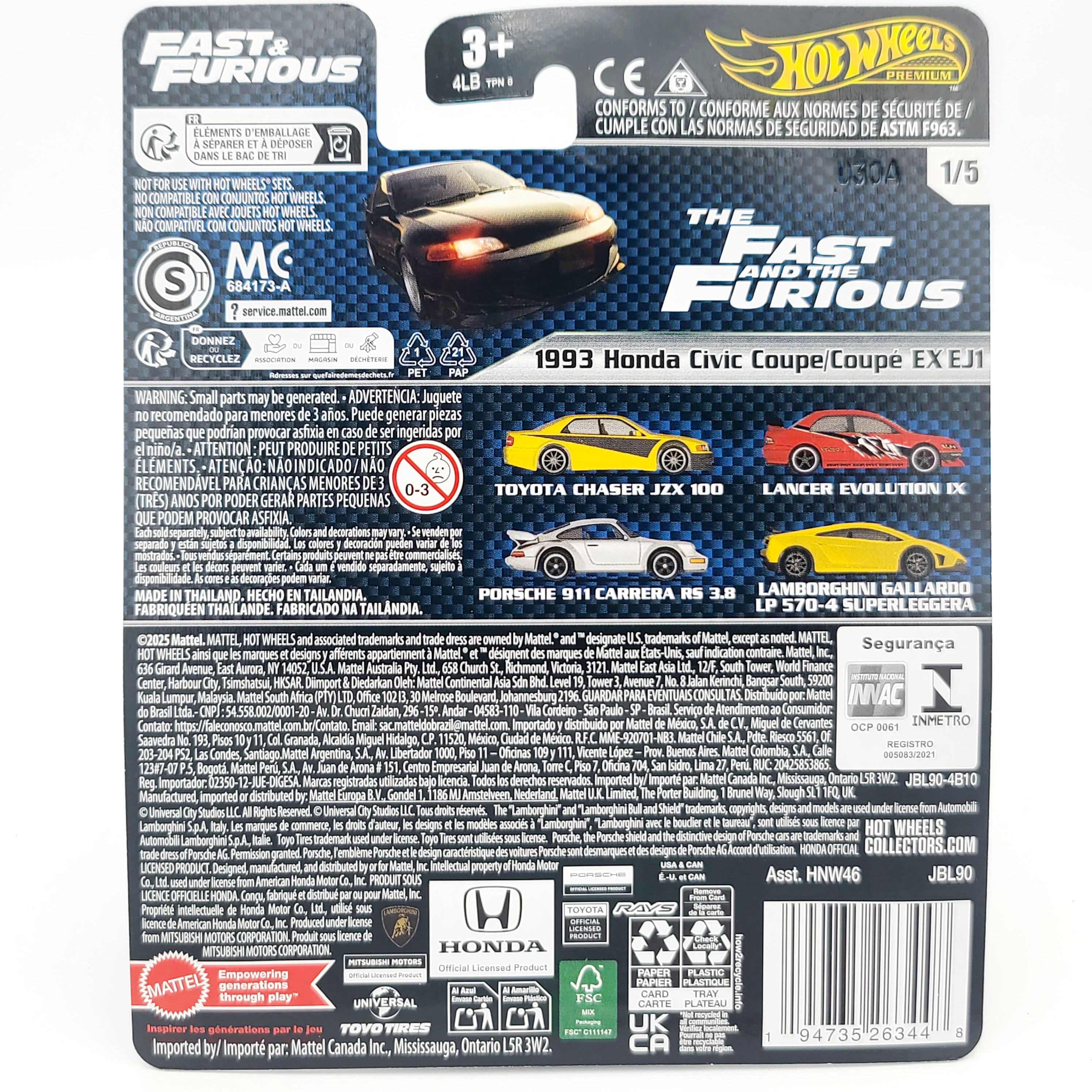 Hot Wheels '93 Honda Civic Coupe EX EJ1 (2025 Fast & Furious Case M - Car Culture)