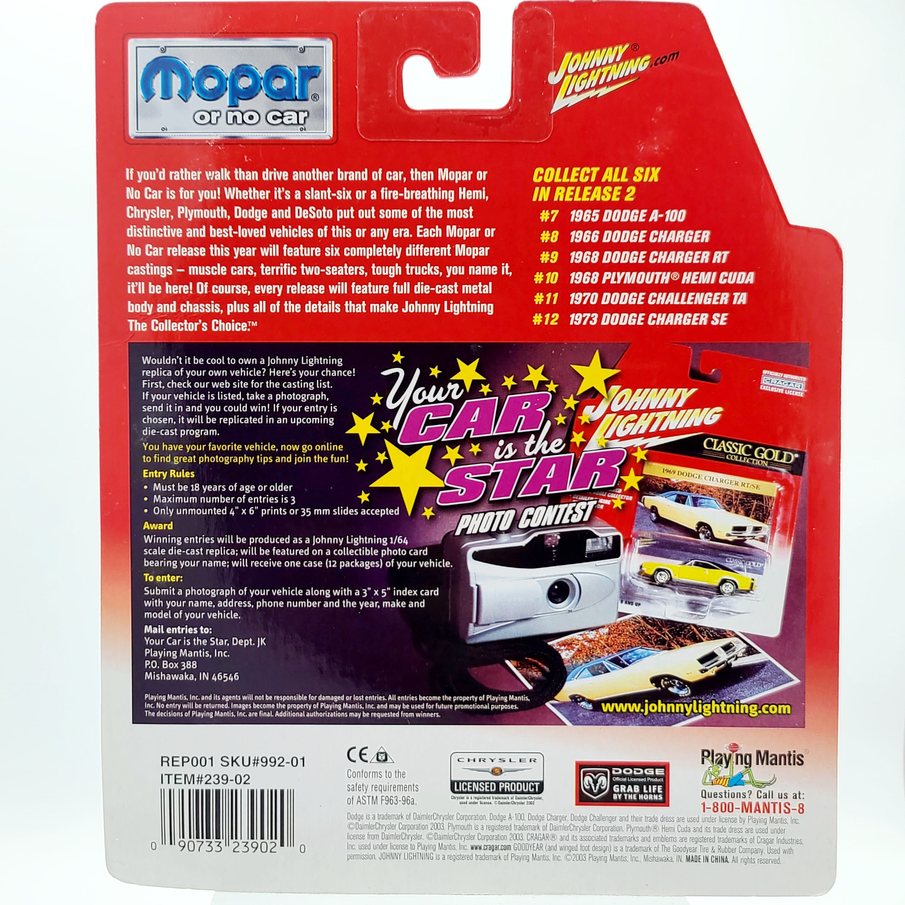 Johnny Lightning '73 Dodge Charger SE - 1:64 (2003 Mopar or No Car Rel. 2)