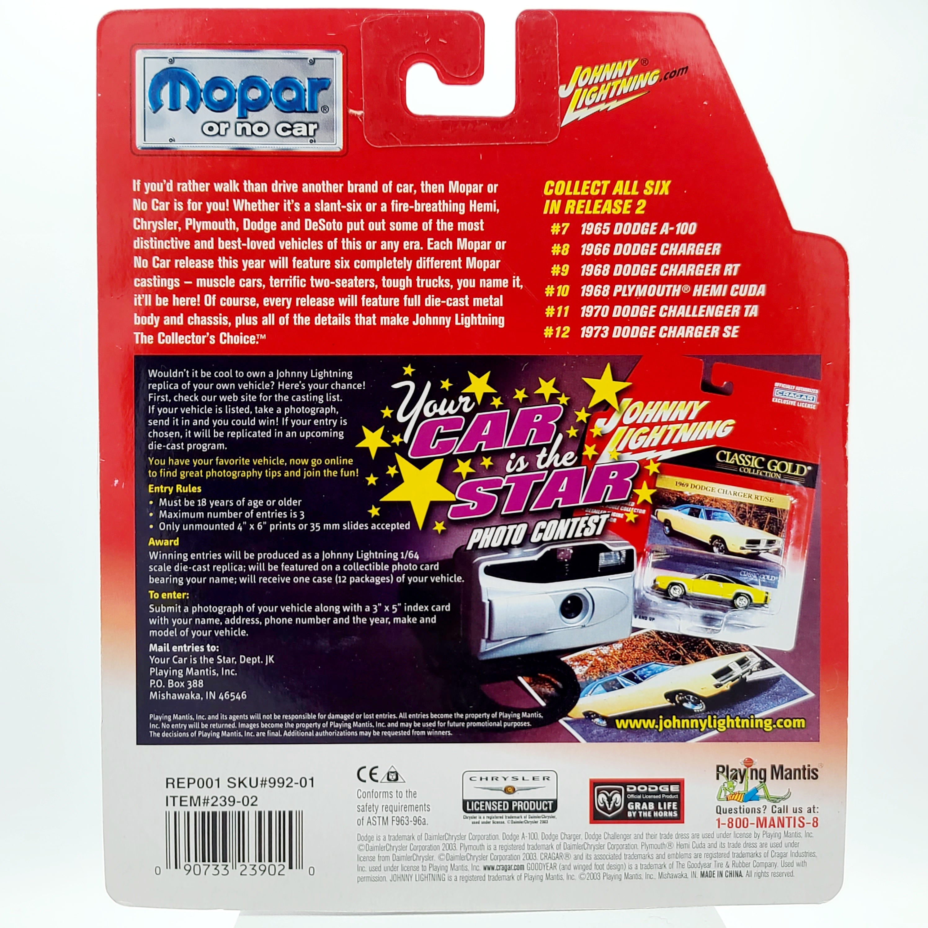 Johnny Lightning '68 Dodge Charger RT - 1:64 (2003 Mopar or No Car Rel. 2)