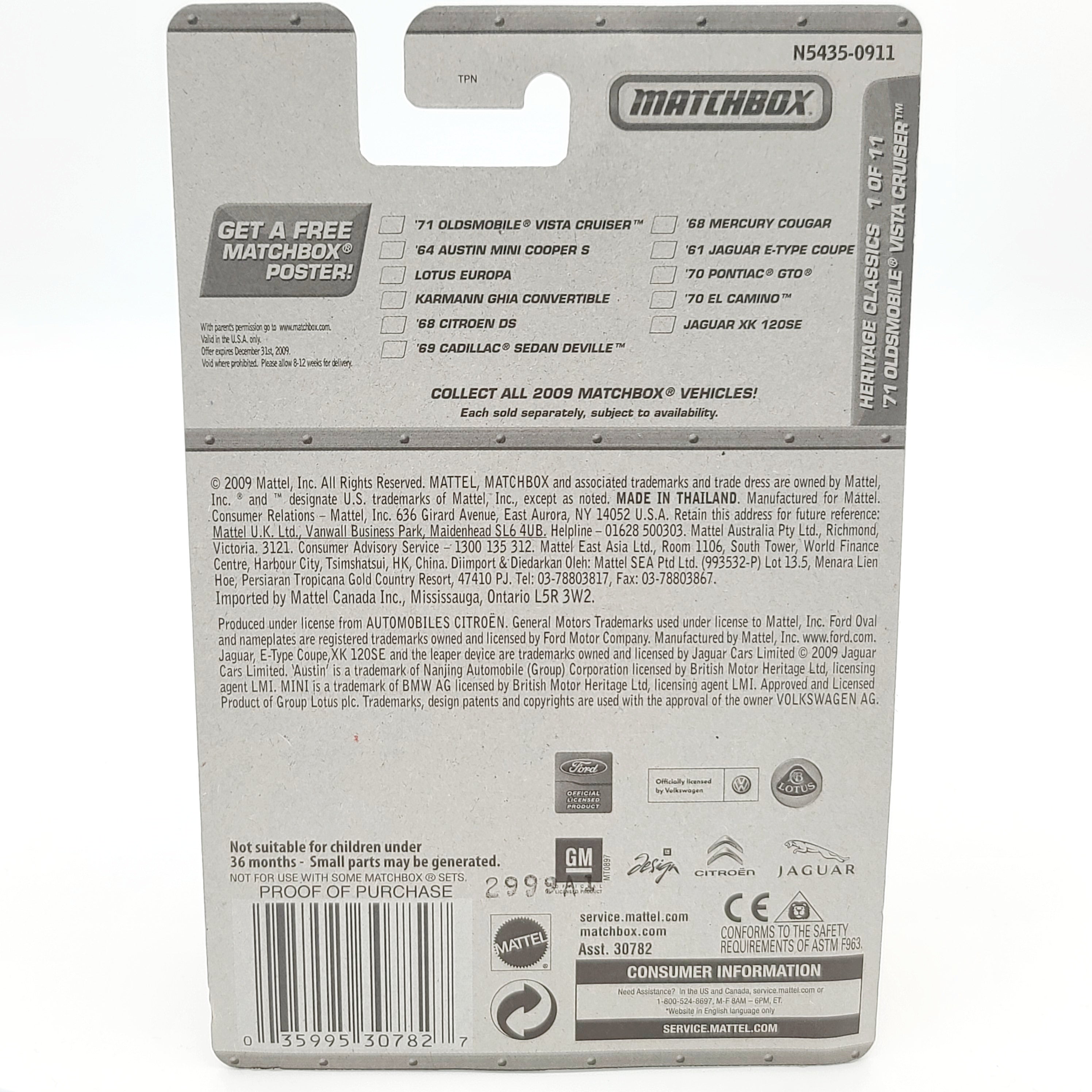 Matchbox '71 Oldsmobile Vista Cruiser, Green (2009 MBX Basic - Heritage Classics)