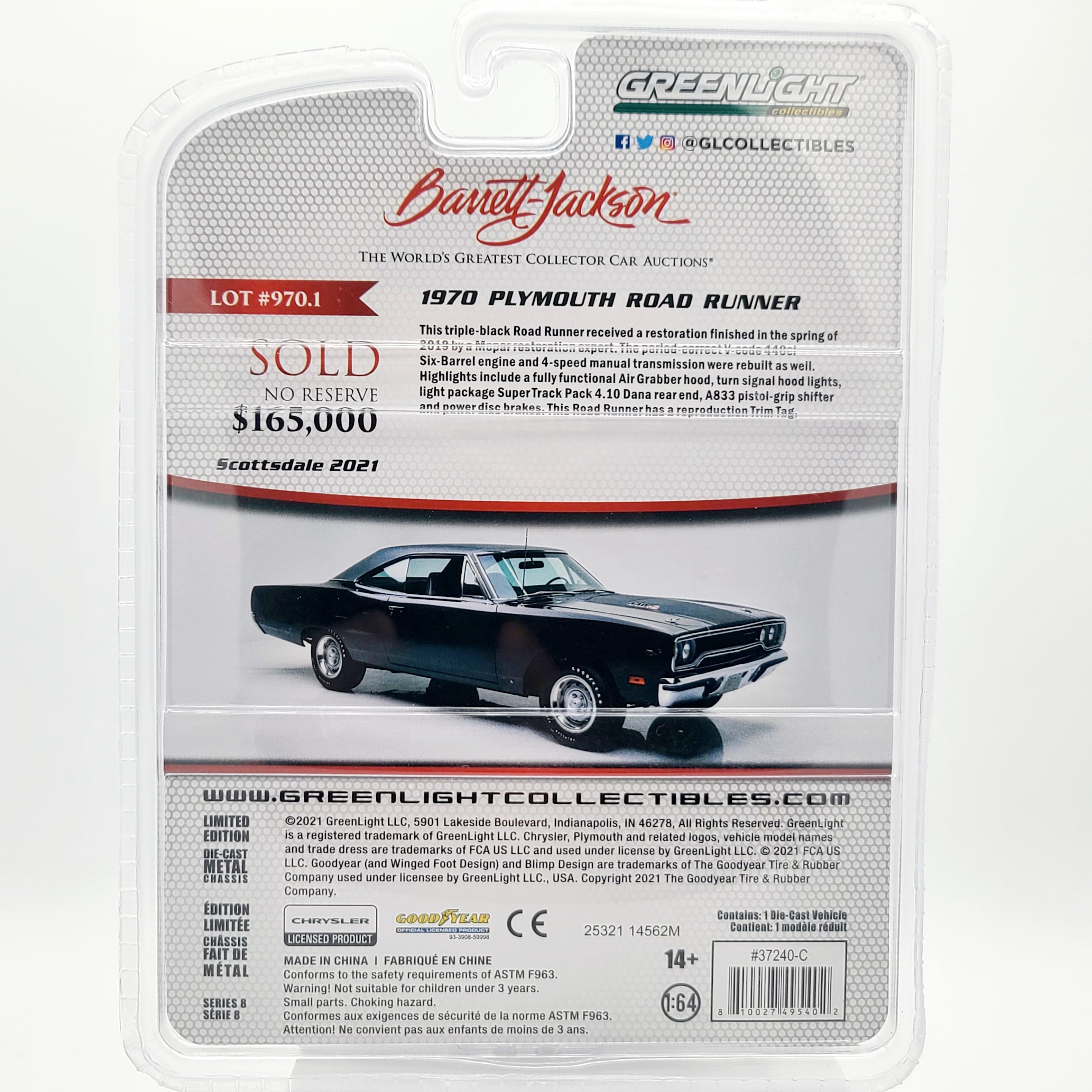GreenLight Collectibles '70 Plymouth Road Runner - 1:64 (2022 Barrett Jackson Series 8)