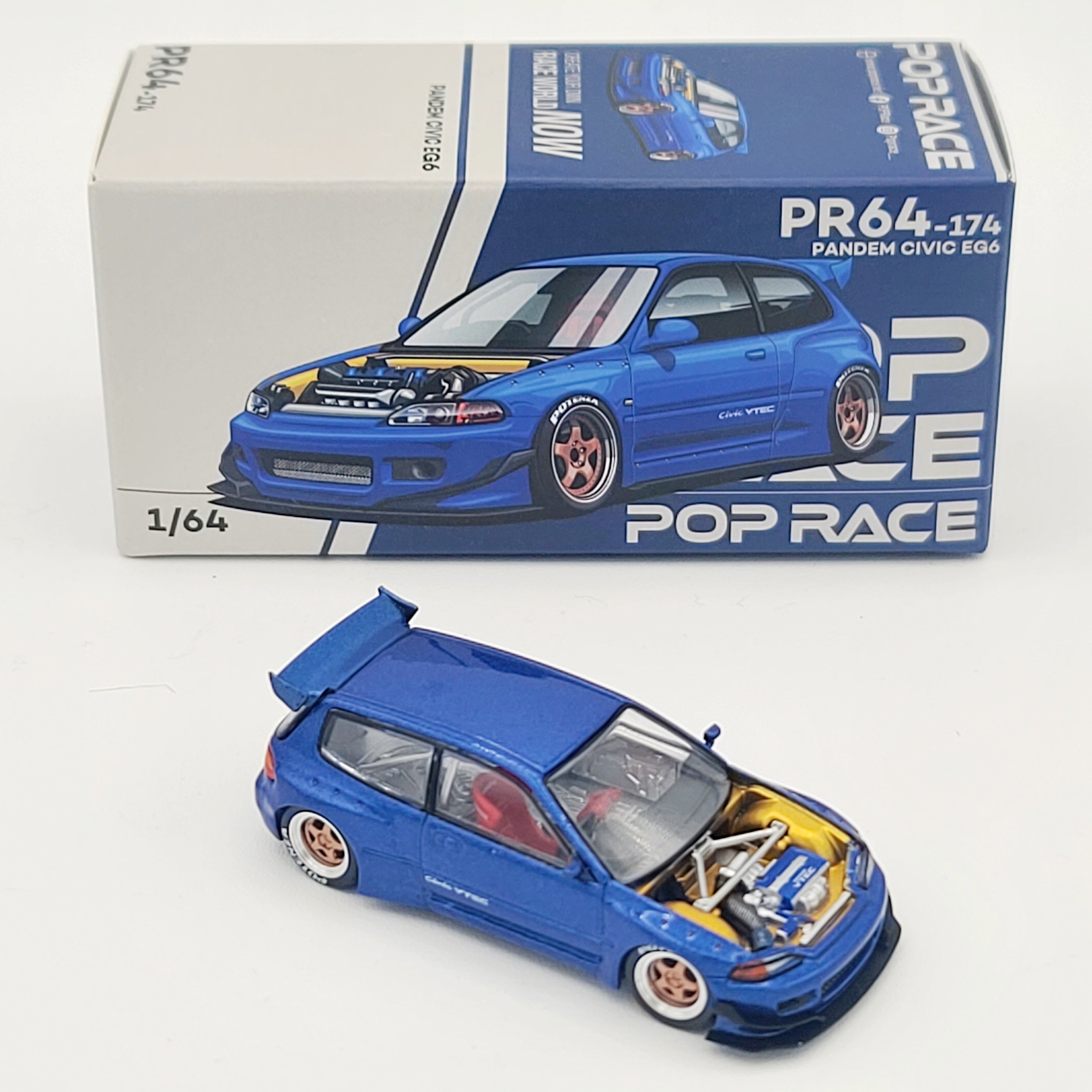 Pop Race Pandem Honda Civic EG6 - 1:64, Blue (2025 Limited Edition)