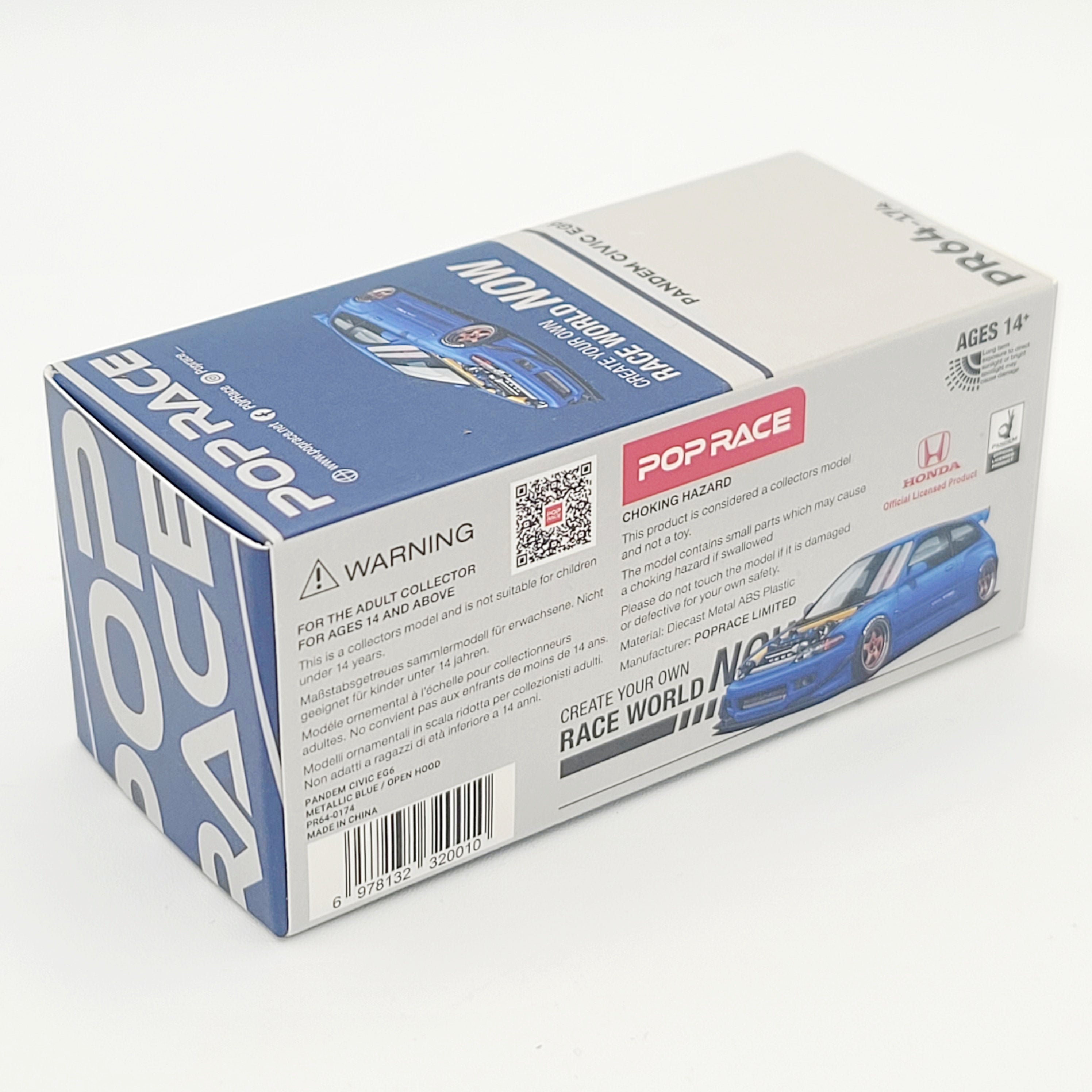 Pop Race Pandem Honda Civic EG6 - 1:64, Blue (2025 Limited Edition)