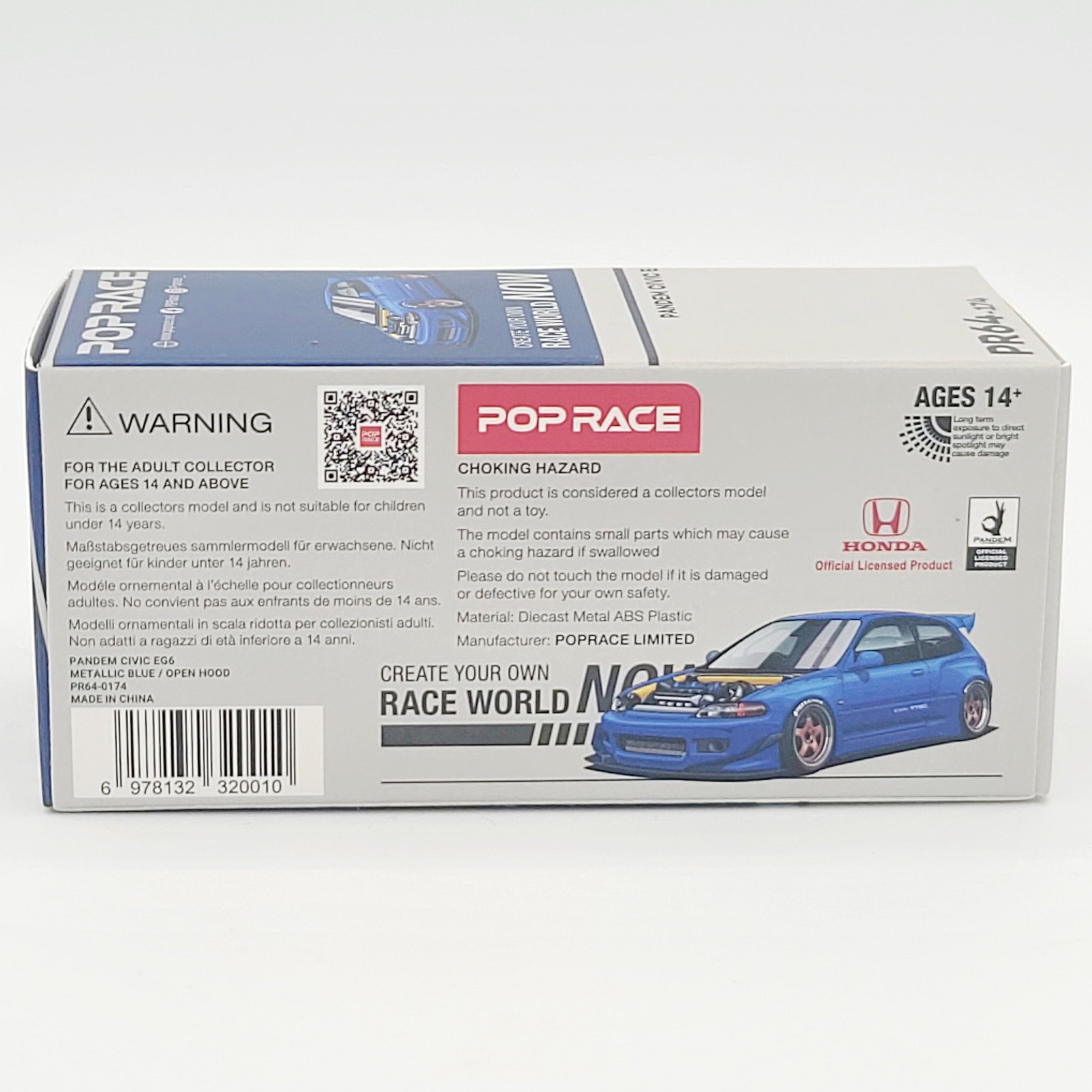 Pop Race Pandem Honda Civic EG6 - 1:64, Blue (2025 Limited Edition)