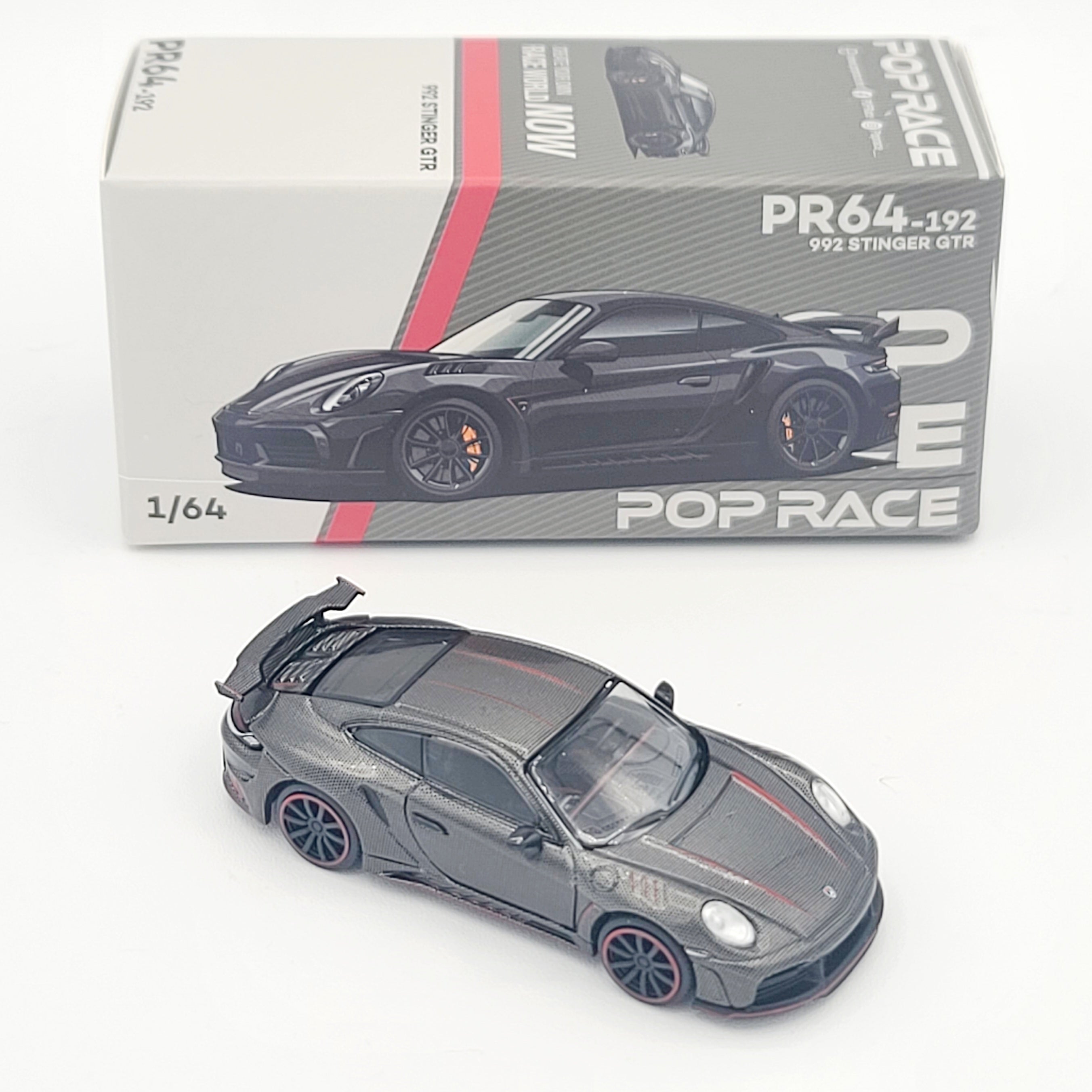 Pop Race Porsche 992 Stinger GTR - 1:64, Carbon Fiber (2025 Limited Edition)