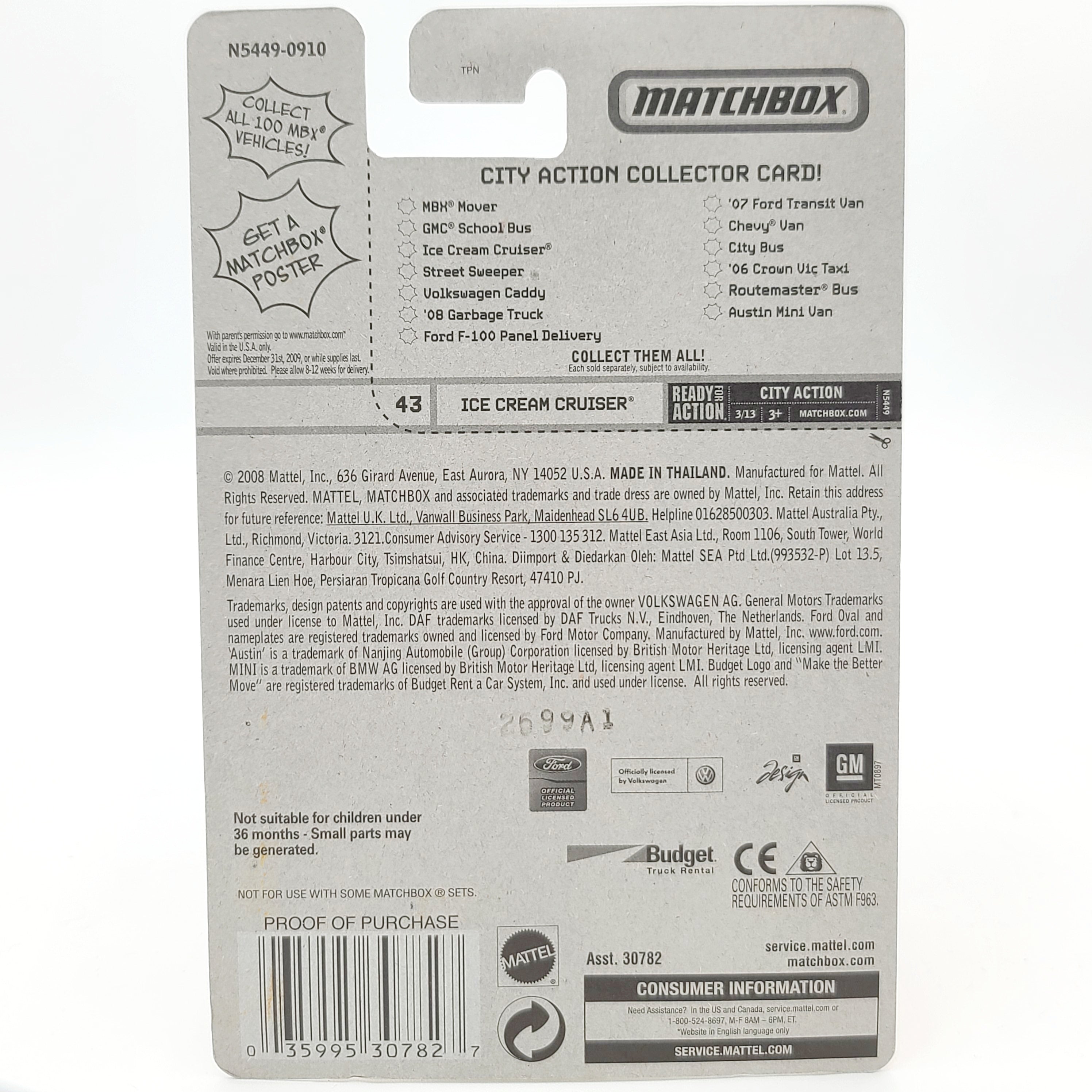 Matchbox MBX Ice Cream Van "Cosmic" (2009 MBX Basic - City Action)