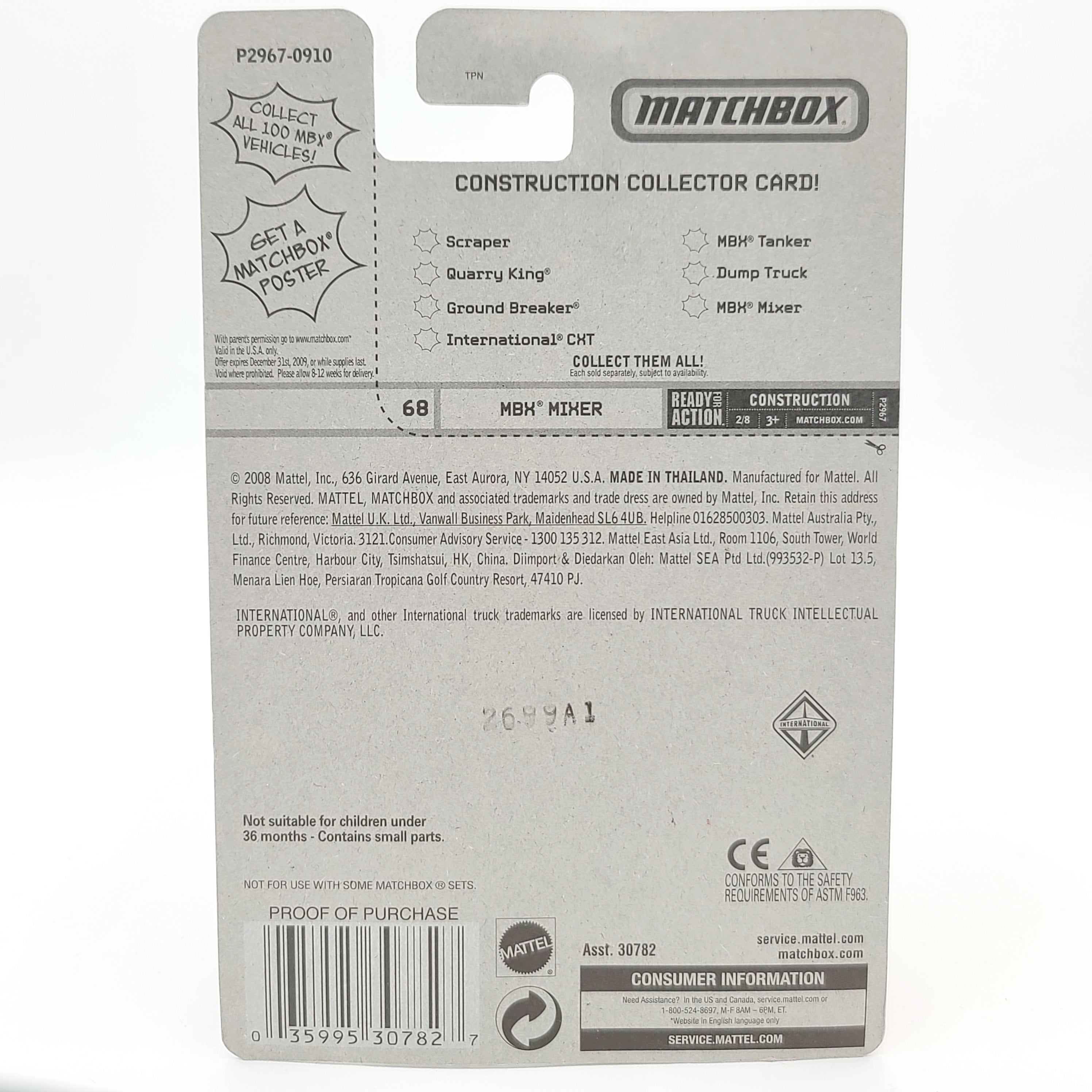 Matchbox MBX Mixer, Cement Mixer Truck (2009 MBX Basic - Construction)