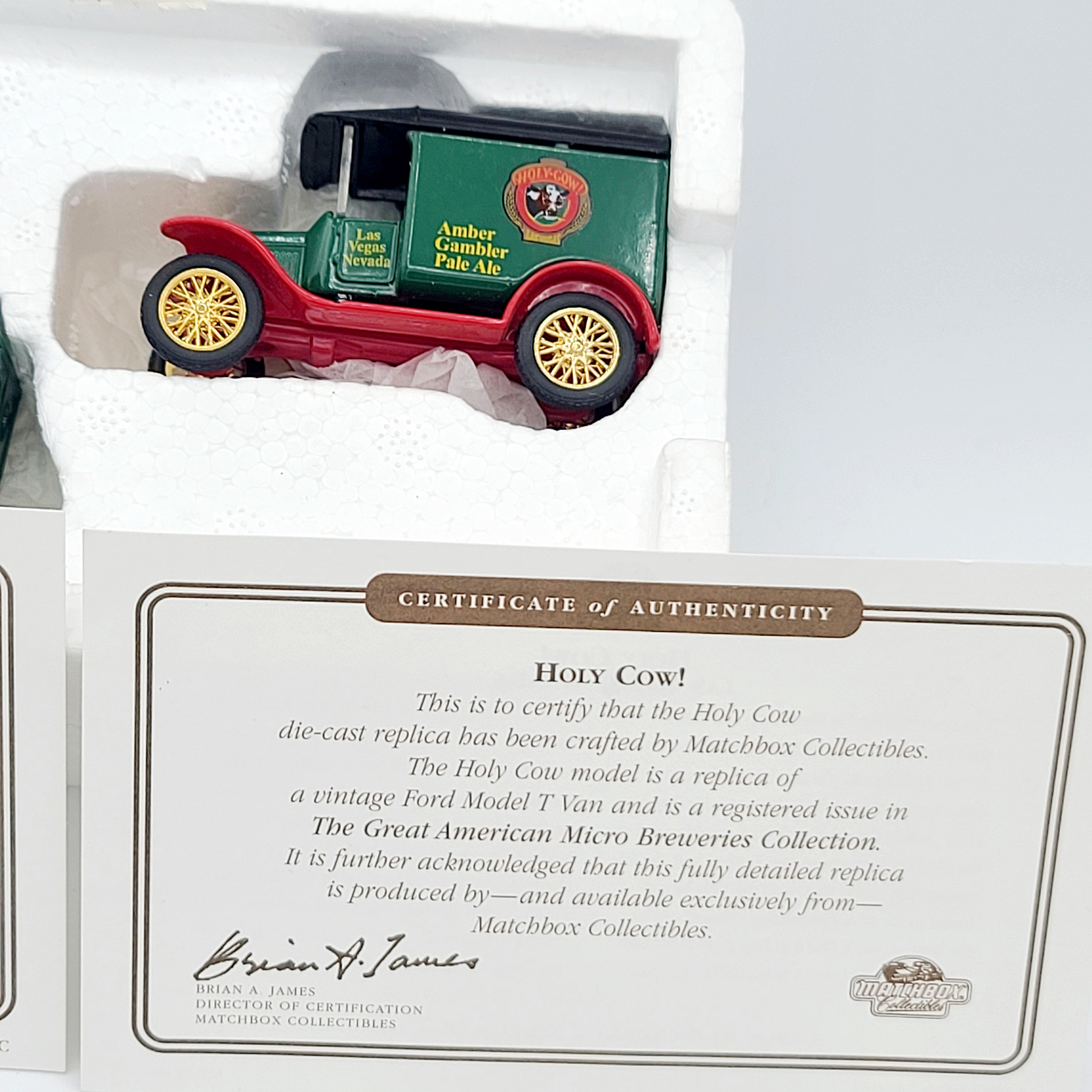 Matchbox '28 Austin Seven "Ozark" / '21 Model T Ford "Holy Cow!" (1996 Matchbox Collectibles - Great American Micro Brewery Collection)