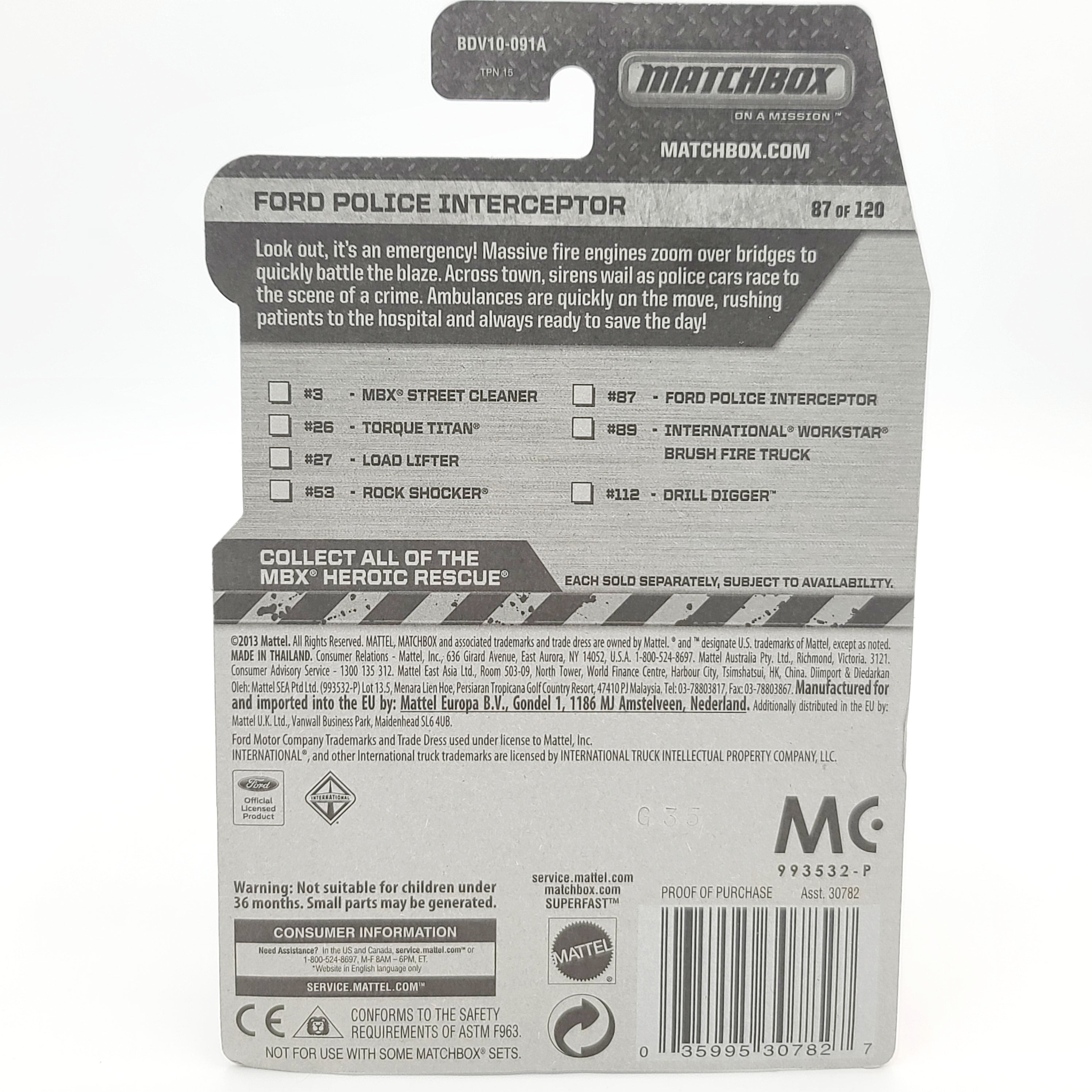 Matchbox Ford Police Interceptor "Marshal" (2014 MBX Basic - Heroic Rescue)