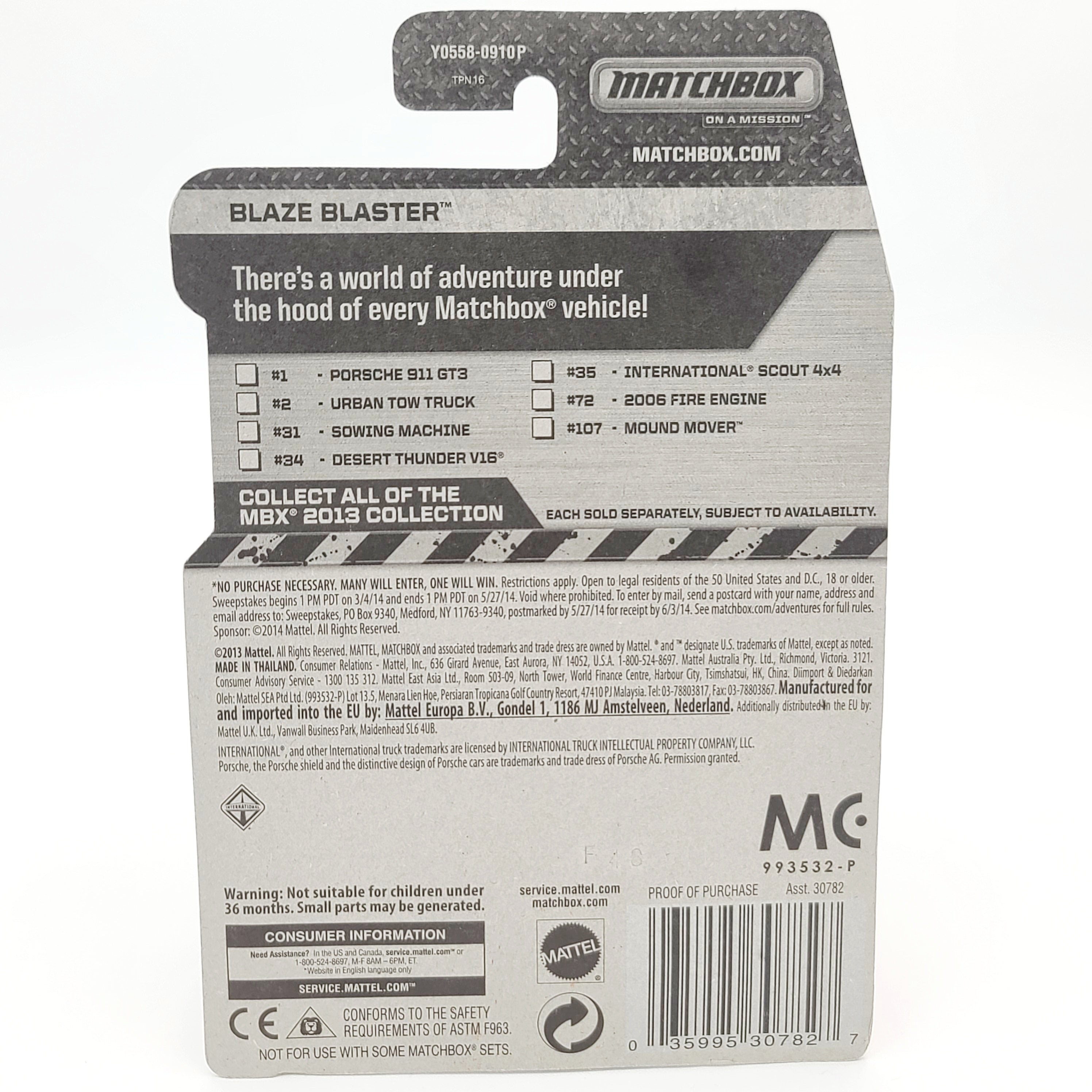 Matchbox MBX Blaze Blaster Fire Truck (2013 MBX Basic - 2013 Collection)